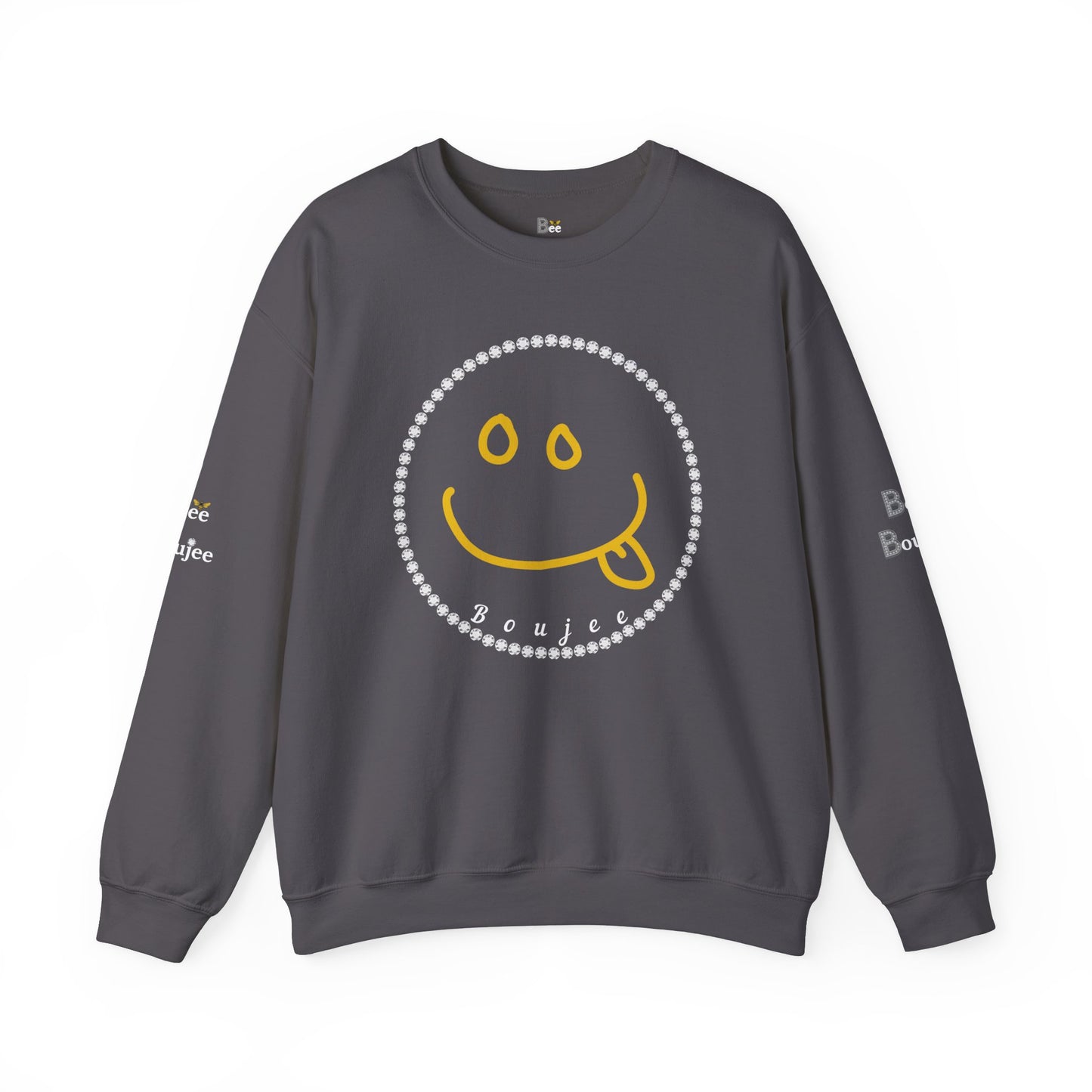 Boujee Smiley Goofy Face - Heavy Blend™ Dark Colors Crewneck Sweatshirt
