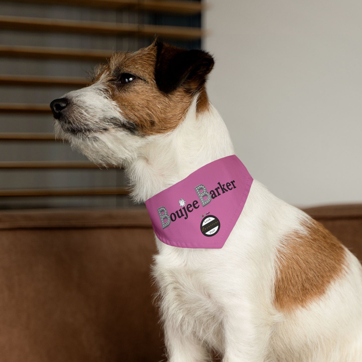 Boujee Barker Bandana PINK - Pet Collar SMALL