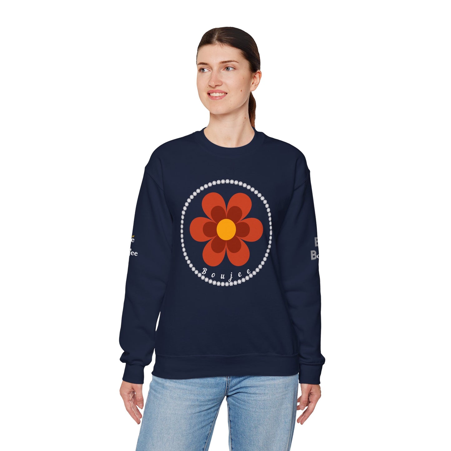 Boujee Flower Burnt Orange - Heavy Blend™ Dark Colors Crewneck Sweatshirt