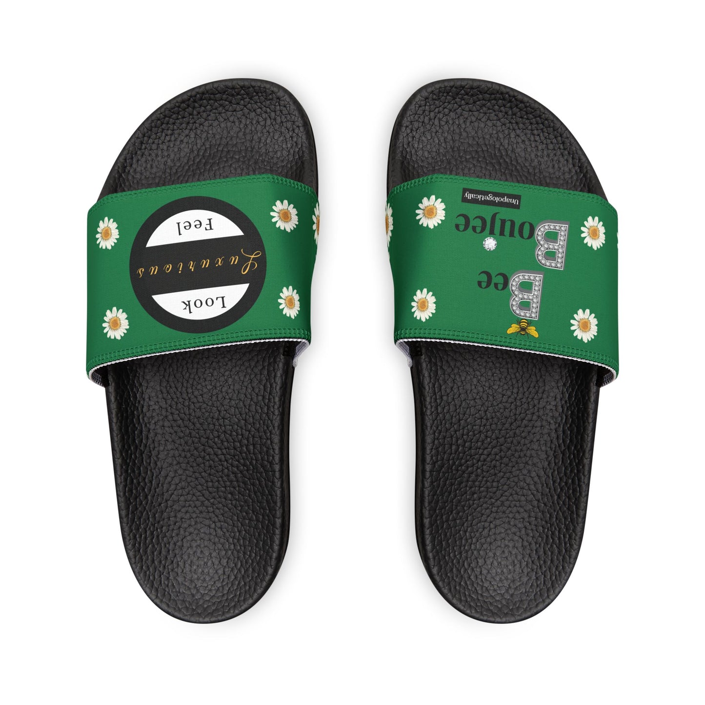 Bee Boujee - DARK GREEN Flowers Women's Removable-Strap Sandals