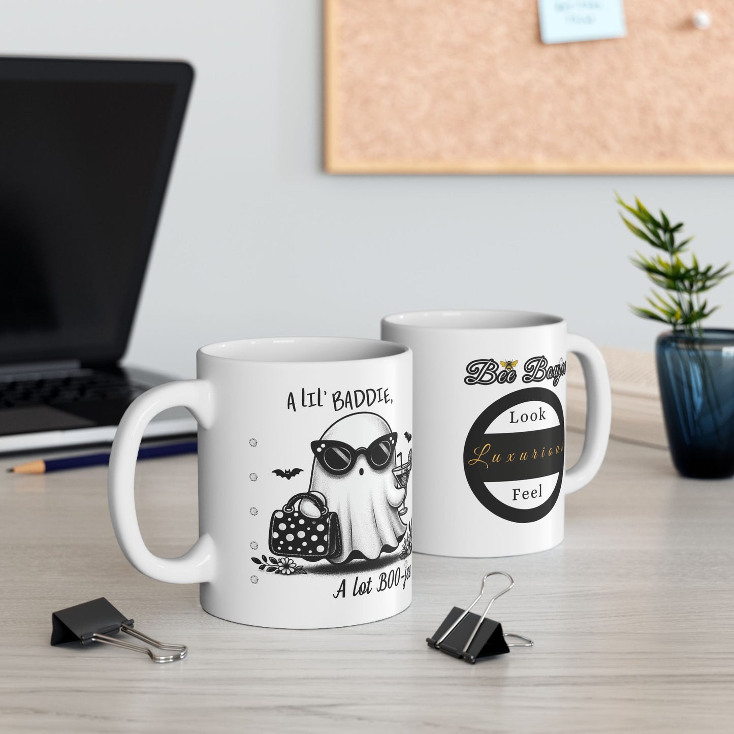 Halloween Lil' Baddie Lot Boojee WHITE Ceramic Mug, 11oz