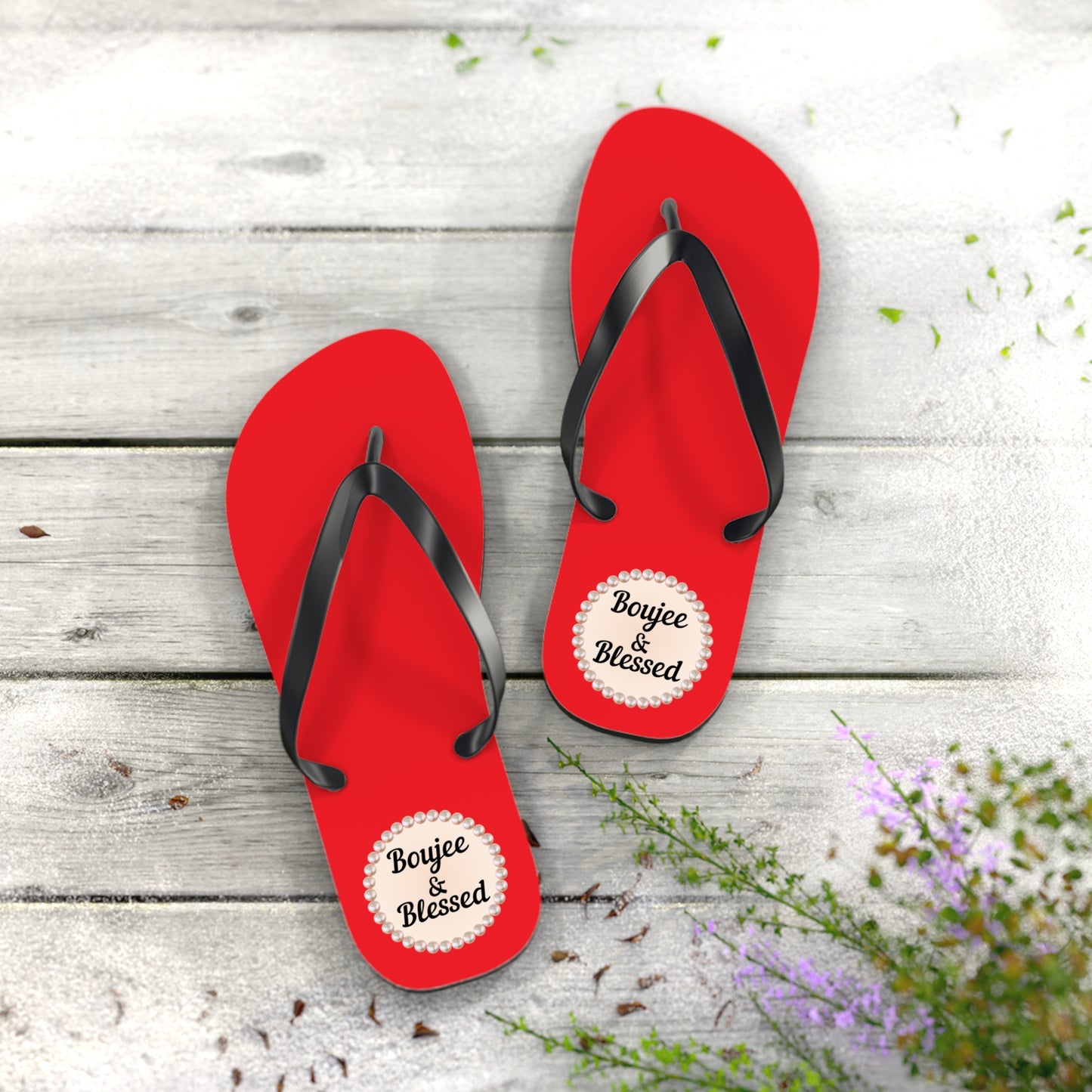 Boujee & Blessed RED Flip Flops - EXTRA LARGE