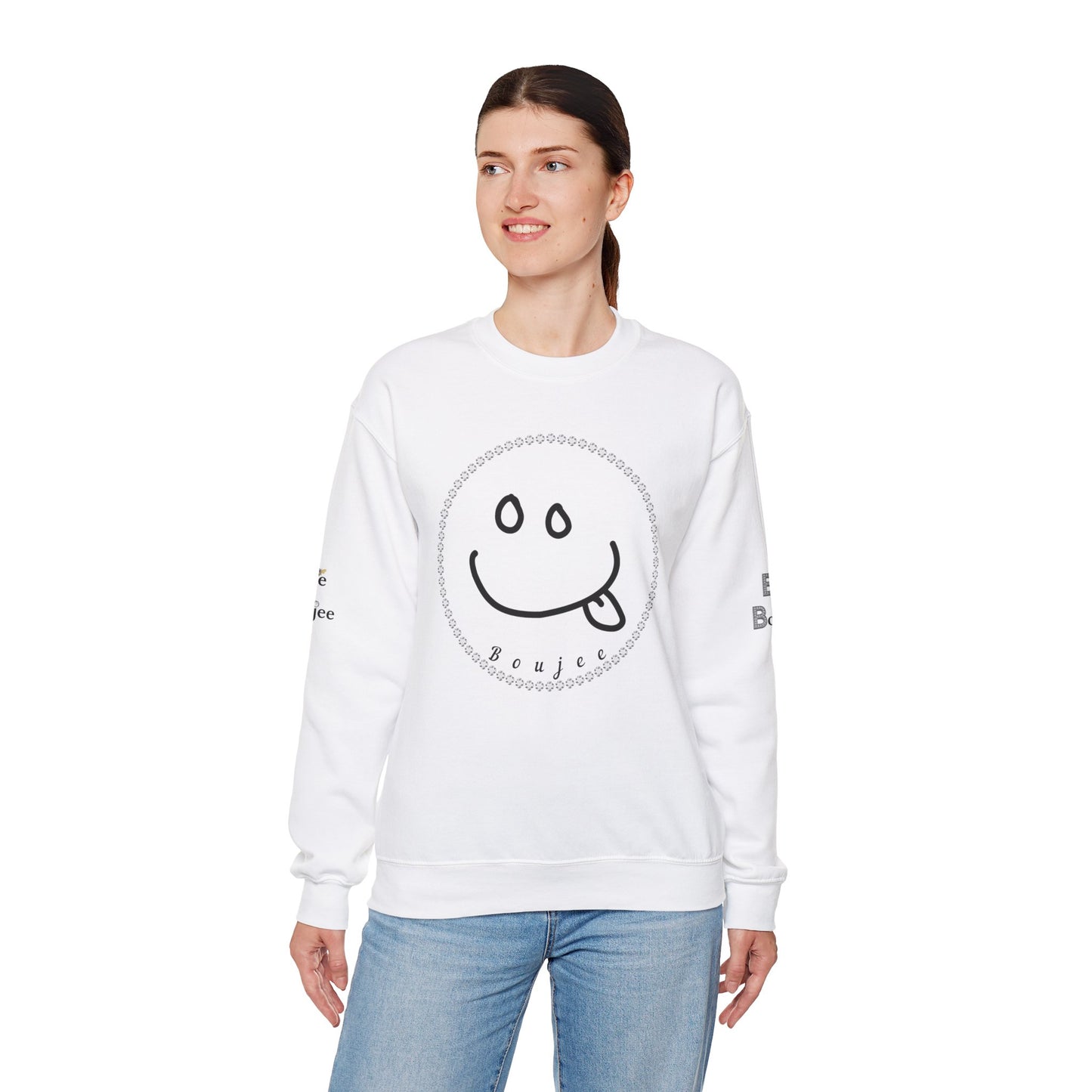 Boujee Smiley Goofy Face - Heavy Blend™ Light Colors Crewneck Sweatshirt