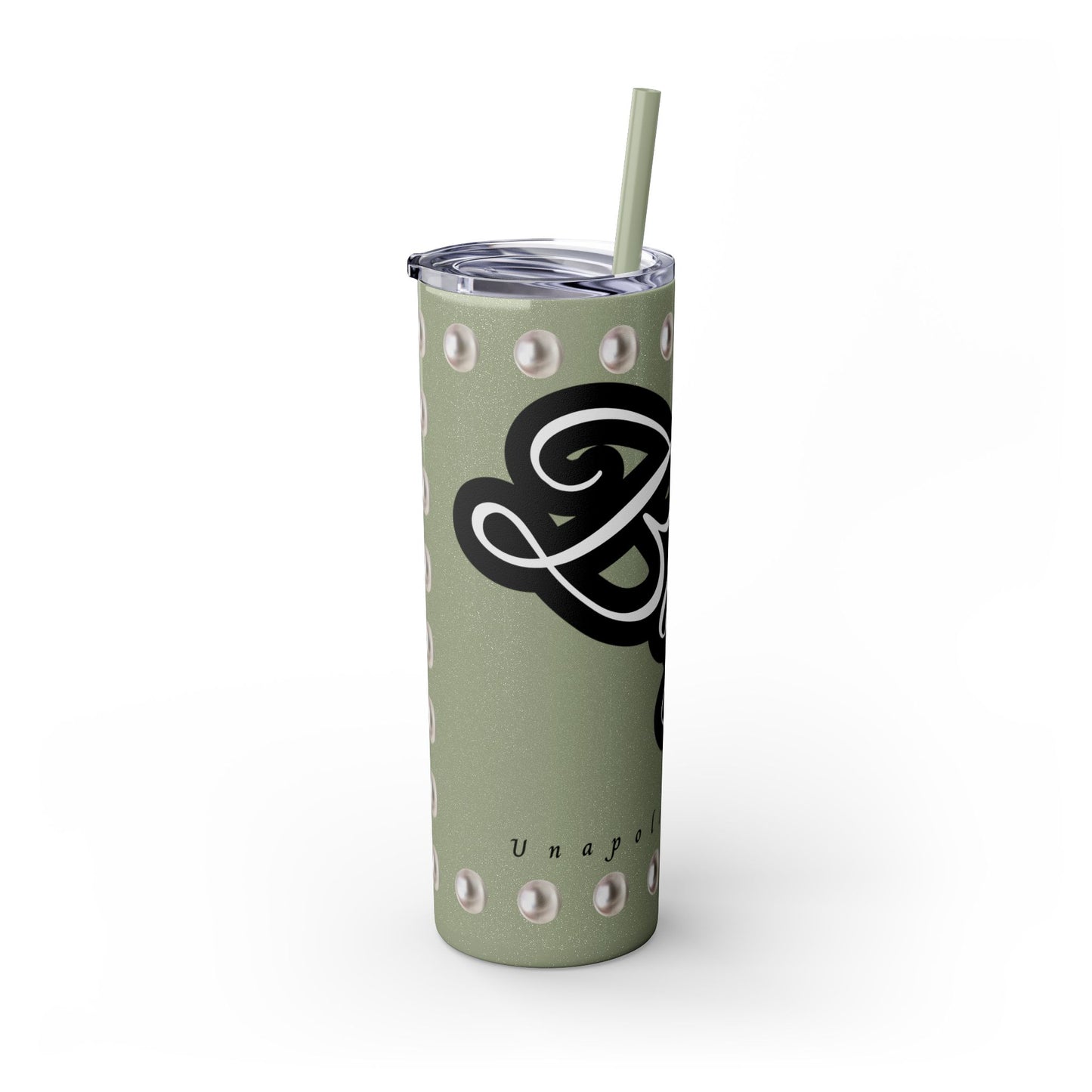 Boujee Unapologetically in PEARLS - Skinny Tumbler with Straw, 20oz