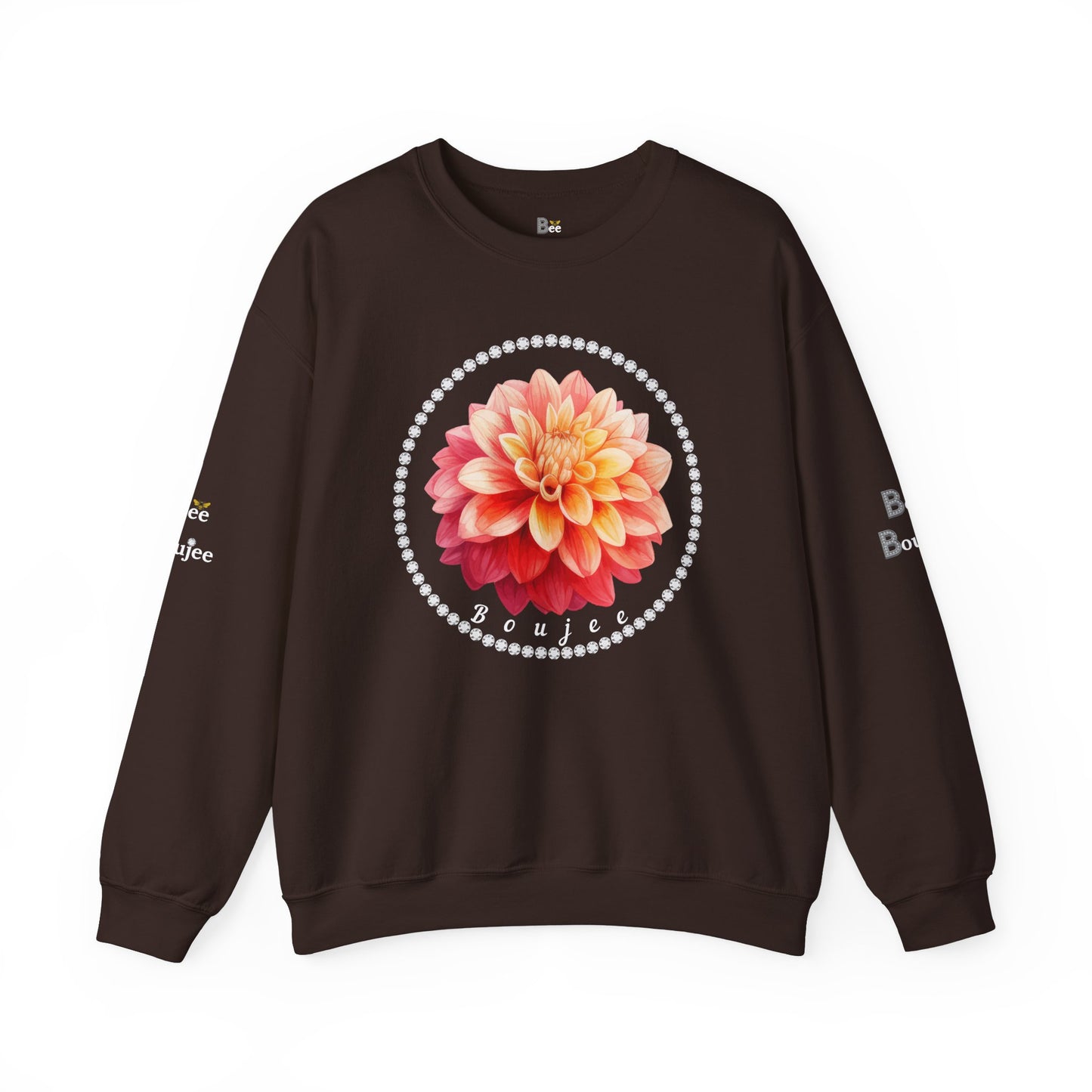 Boujee Flower Pink Yellow - Heavy Blend™ Dark Colors Crewneck Sweatshirt
