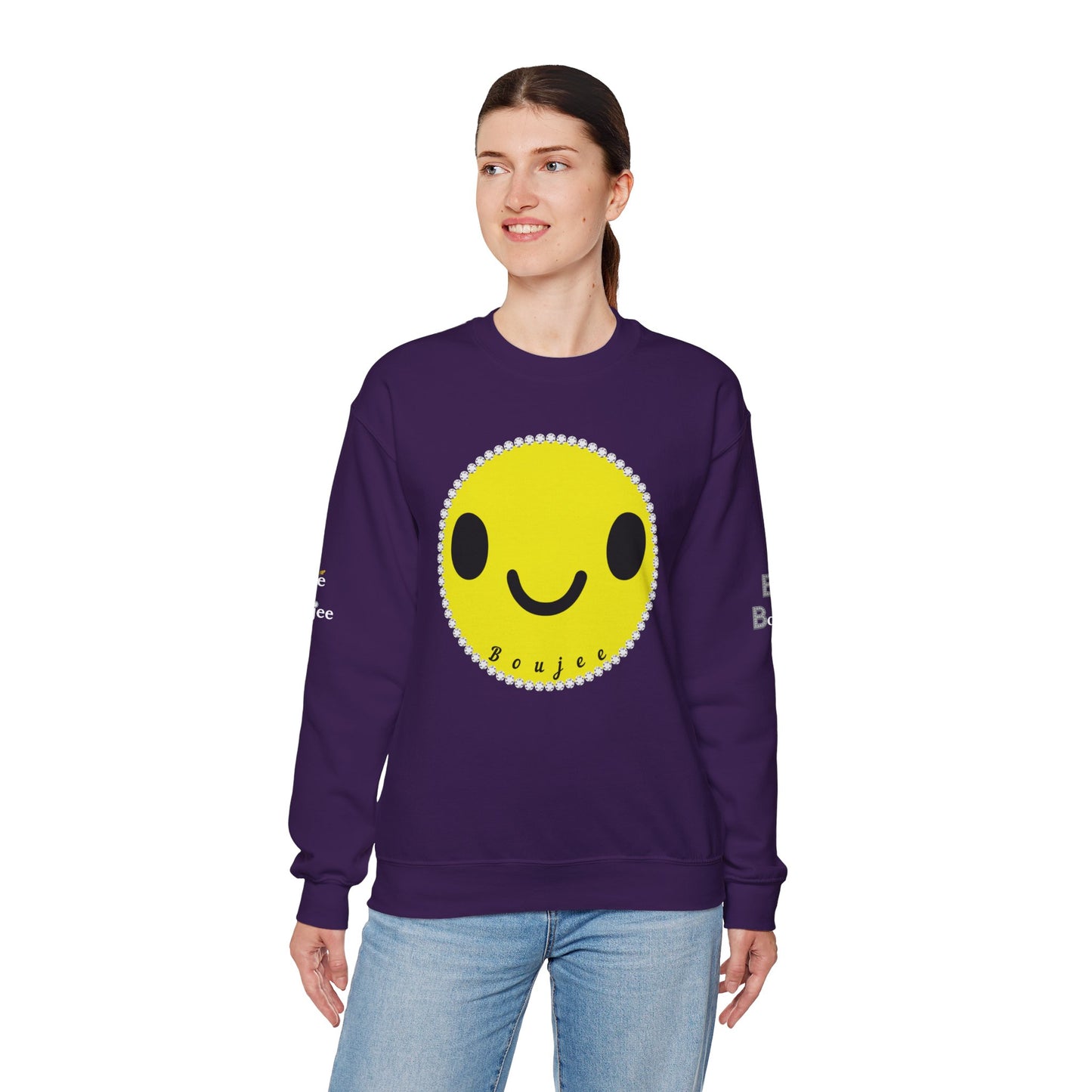 Boujee Smiley Face Yellow - Heavy Blend™ Dark Colors Crewneck Sweatshirt