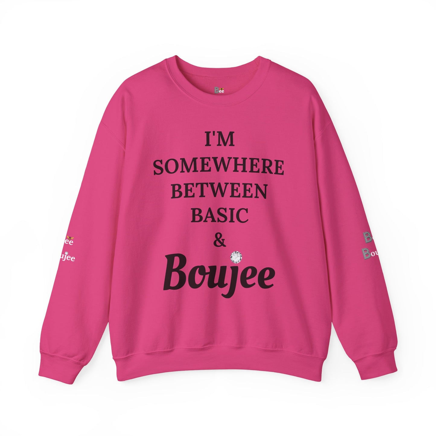 I'm Somewhere Between Basic & Boujee - Heavy Blend™ Light Colors Crewneck Sweatshirt