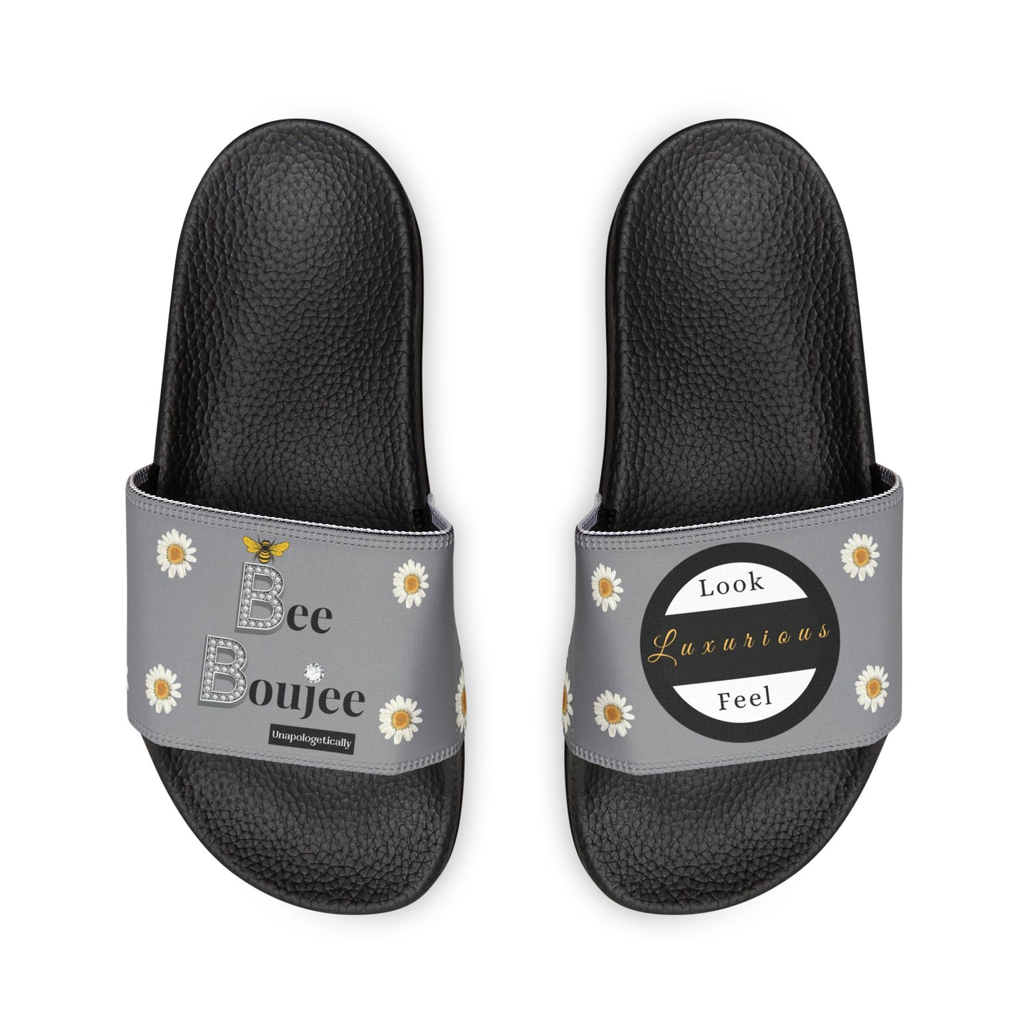 Bee Boujee - GREY Flowers Women's Removable-Strap Sandals