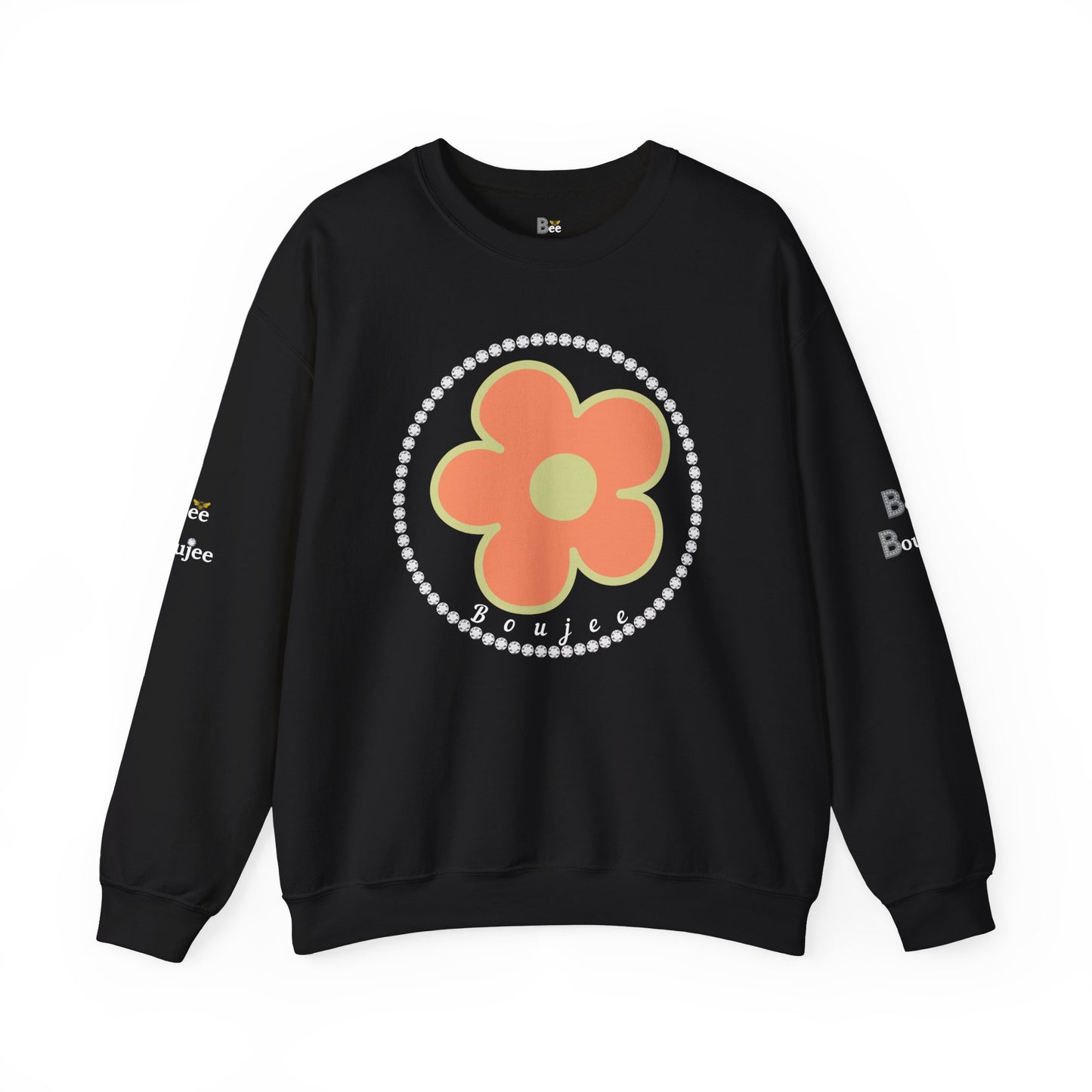 Boujee Flower Orange Green - Heavy Blend™ Dark Colors Crewneck Sweatshirt