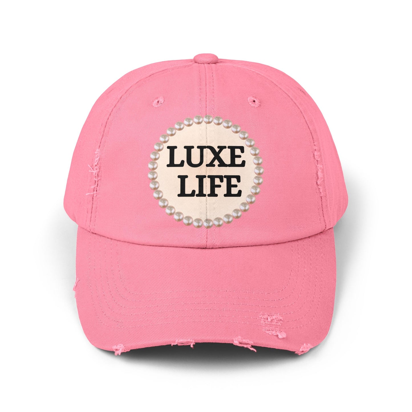 Luxe Life - Distressed Pearl-Emblem Cap
