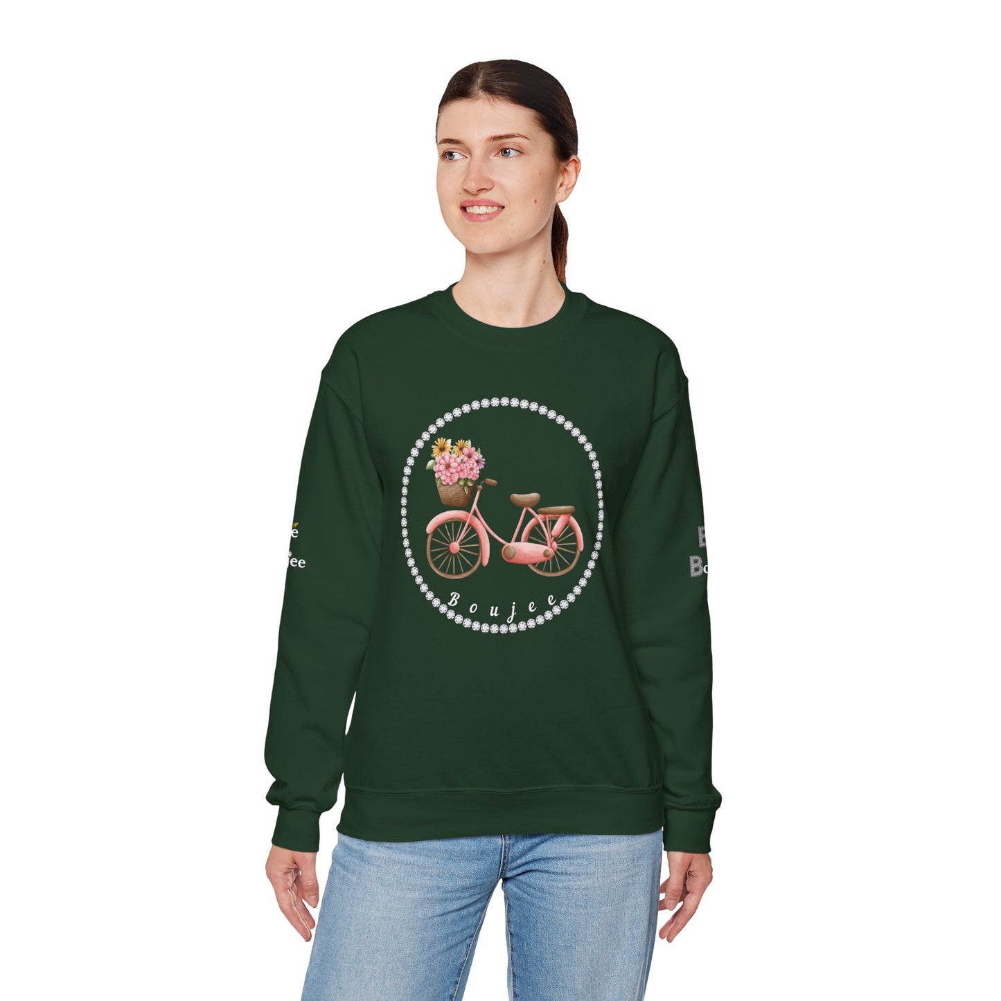 Boujee Bicycle Bouquet - Heavy Blend™ Dark Colors Crewneck Sweatshirt