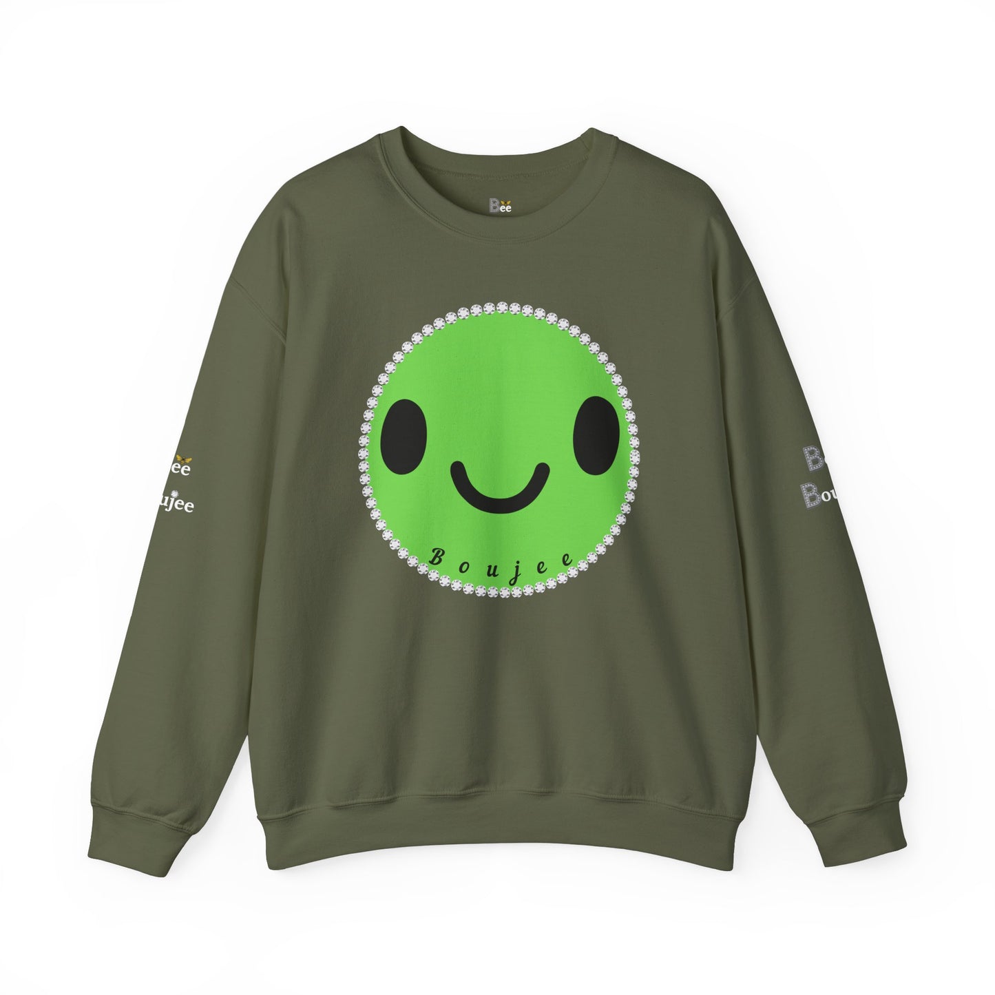 Boujee Smiley Face Green - Heavy Blend™ Dark Colors Crewneck Sweatshirt