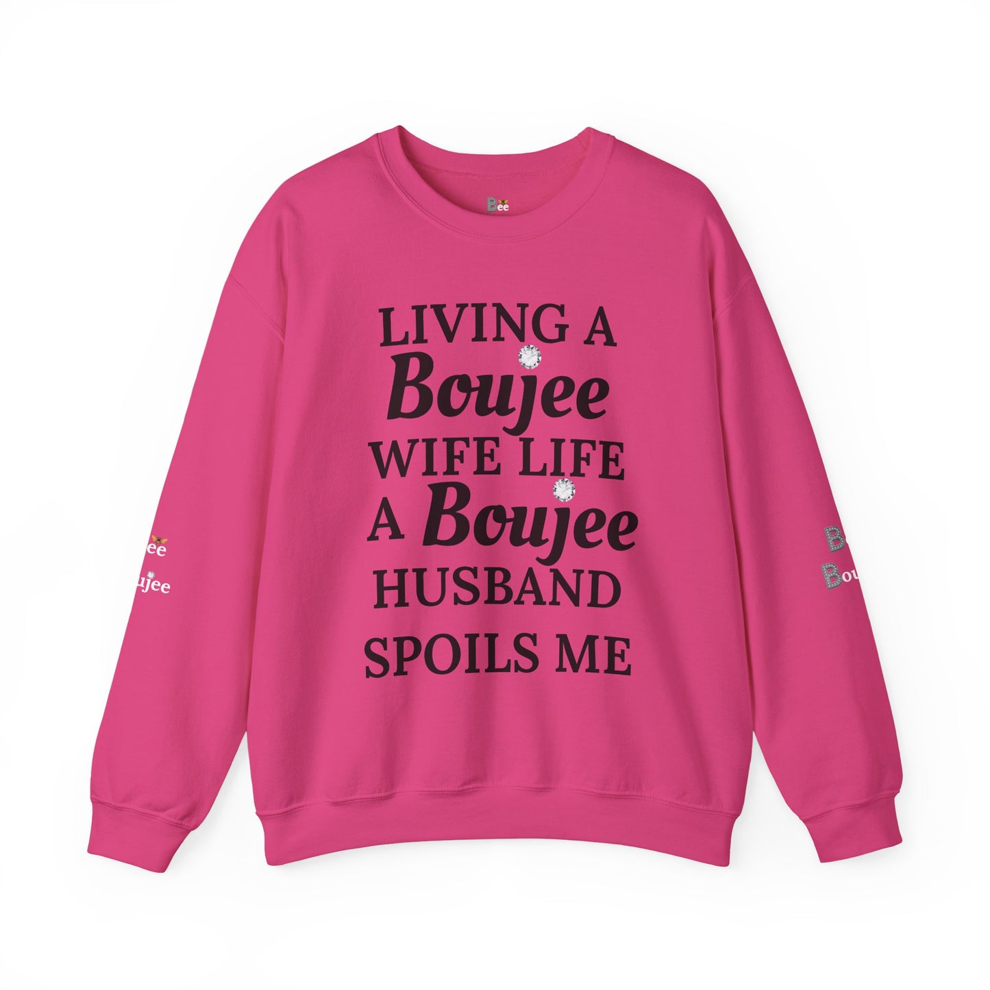 Living a Boujee Wife Life A Boujee Husband Spoils Me - Heavy Blend™ Light Colors Crewneck Sweatshirt
