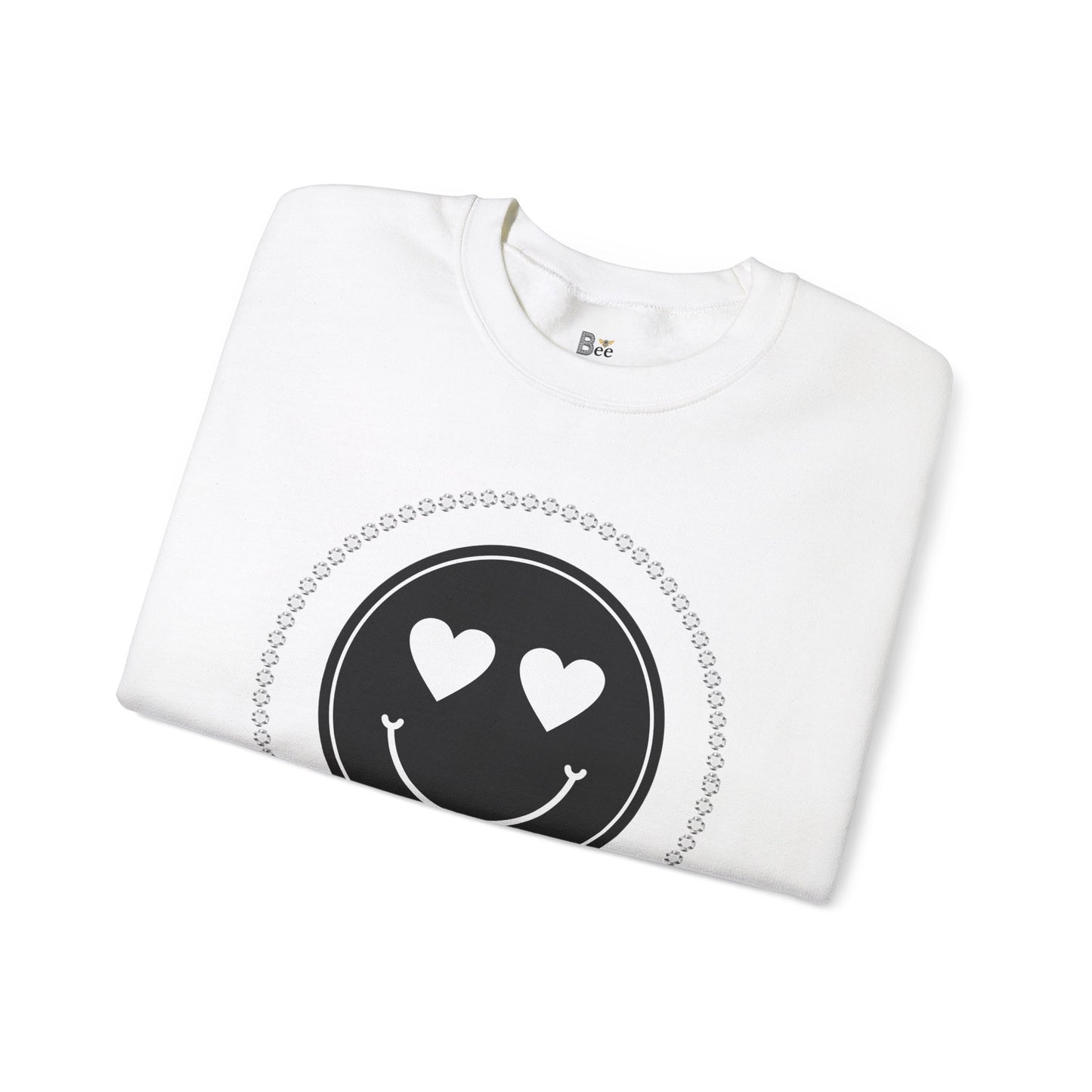 Boujee Smiley Face Heart Eyes Black - Heavy Blend™ Light Colors Crewneck Sweatshirt