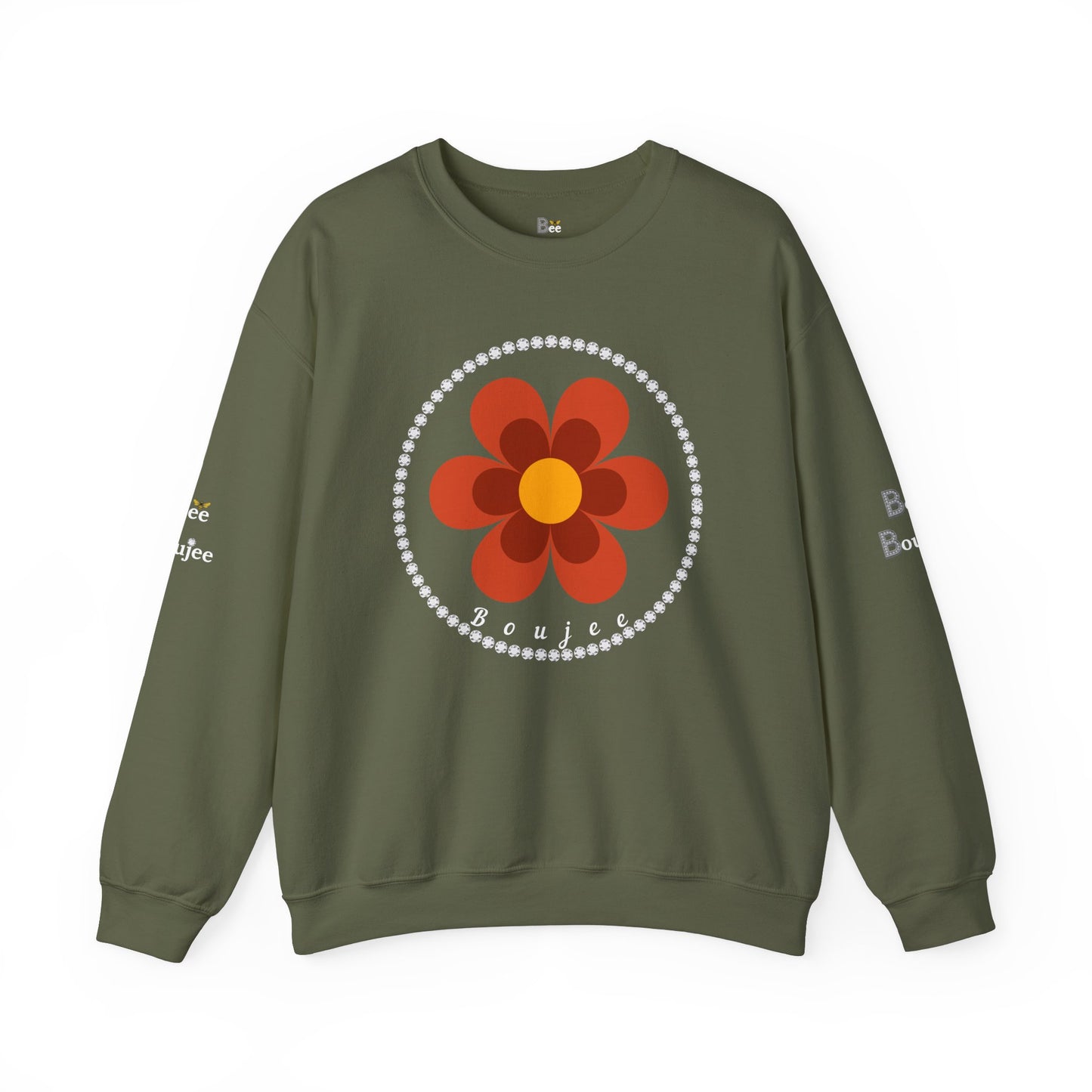 Boujee Flower Burnt Orange - Heavy Blend™ Dark Colors Crewneck Sweatshirt