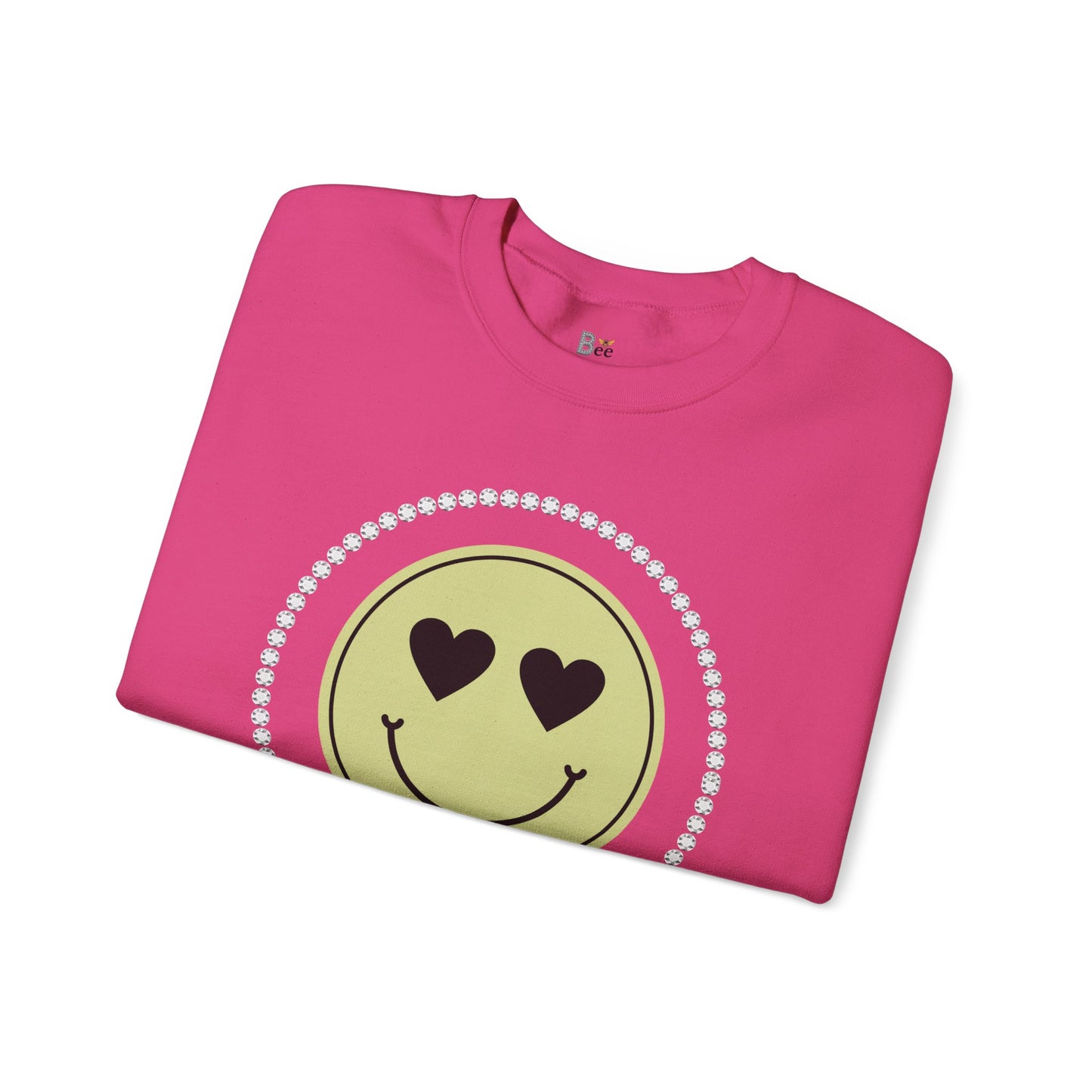 Boujee Smiley Face Heart Eyes Beige - Heavy Blend™ Light Colors Crewneck Sweatshirt