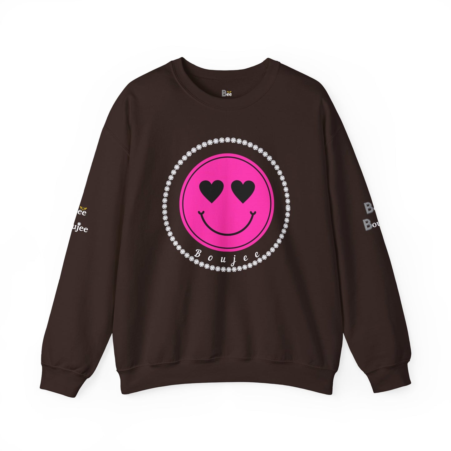 Boujee Smiley Face Pink Heart Eyes - Heavy Blend™ Dark Colors Crewneck Sweatshirt