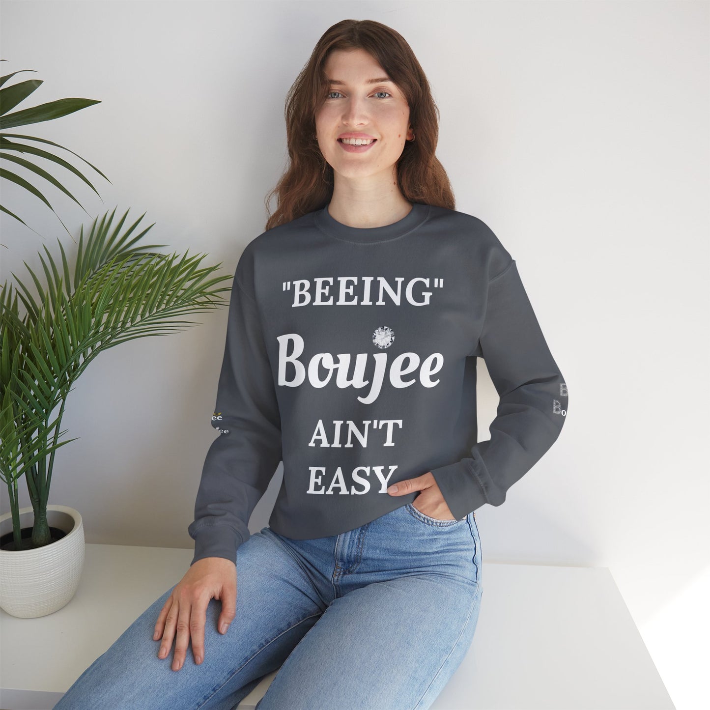 "Beeing" Boujee Ain't Easy- Heavy Blend™ Dark Colors Crewneck Sweatshirt