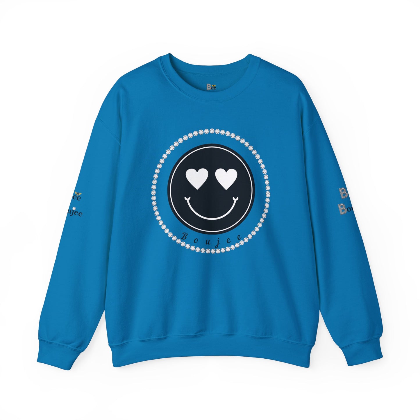 Boujee Smiley Face Heart Eyes Black - Heavy Blend™ Light Colors Crewneck Sweatshirt