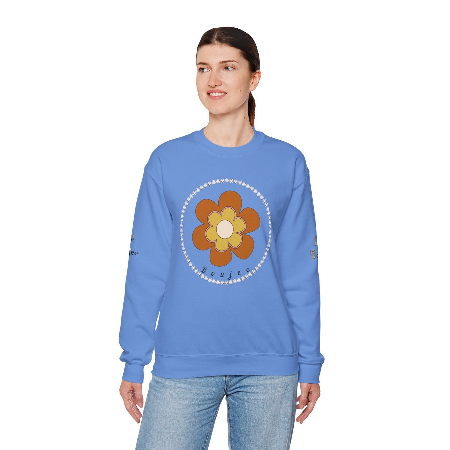 Boujee Brown Flower - Heavy Blend™ Light Colors Crewneck Sweatshirt