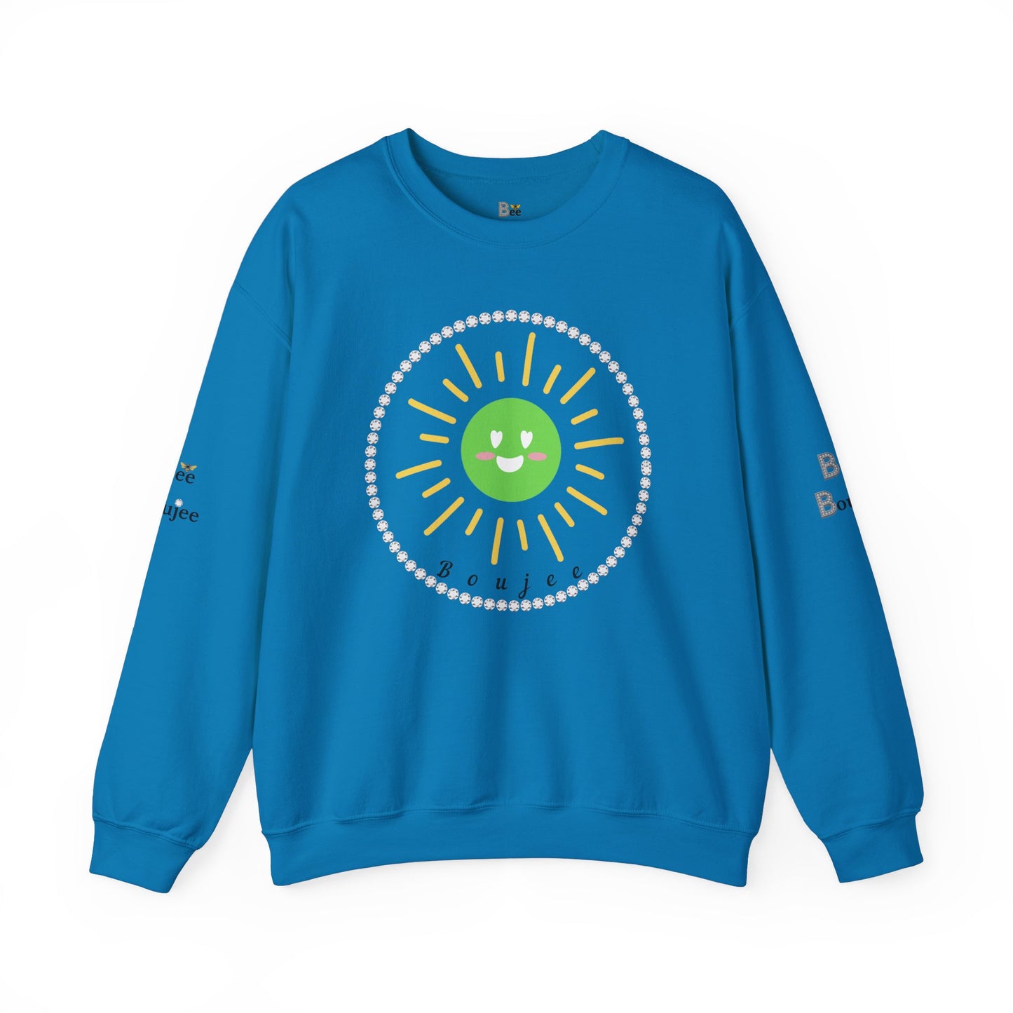 Boujee Sunshine Smiley Face Green - Heavy Blend™ Light Colors Crewneck Sweatshirt