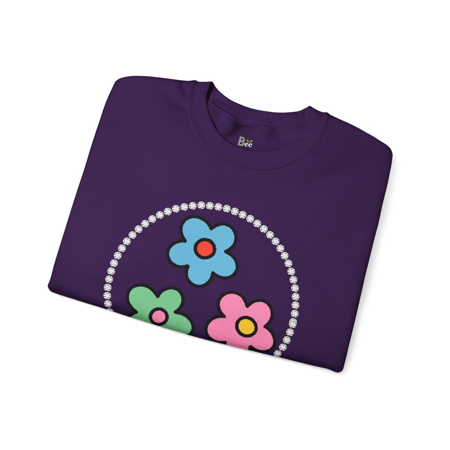 Boujee Mini Flowers Blue Green Pink - Heavy Blend™ Dark Colors Crewneck Sweatshirt