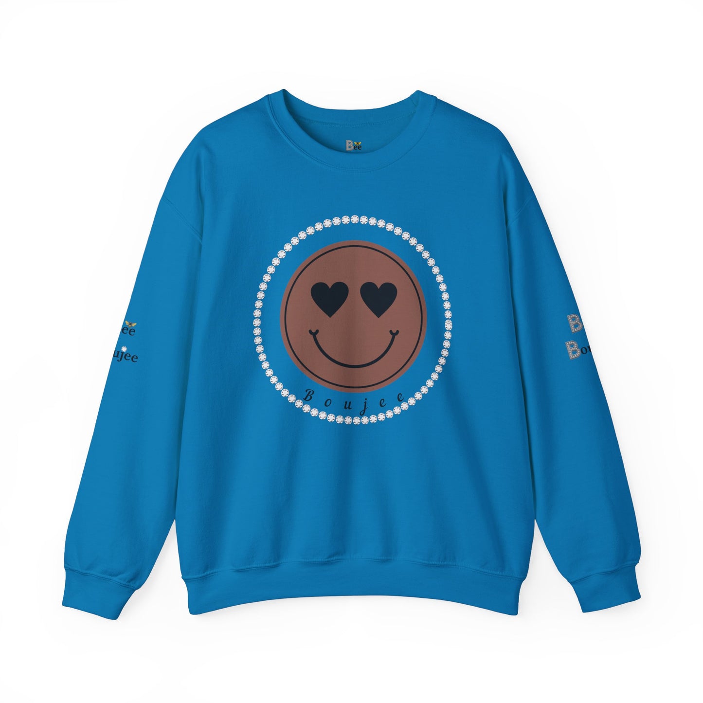Boujee Smiley Face Heart Eyes Brown - Heavy Blend™ Light Colors Crewneck Sweatshirt