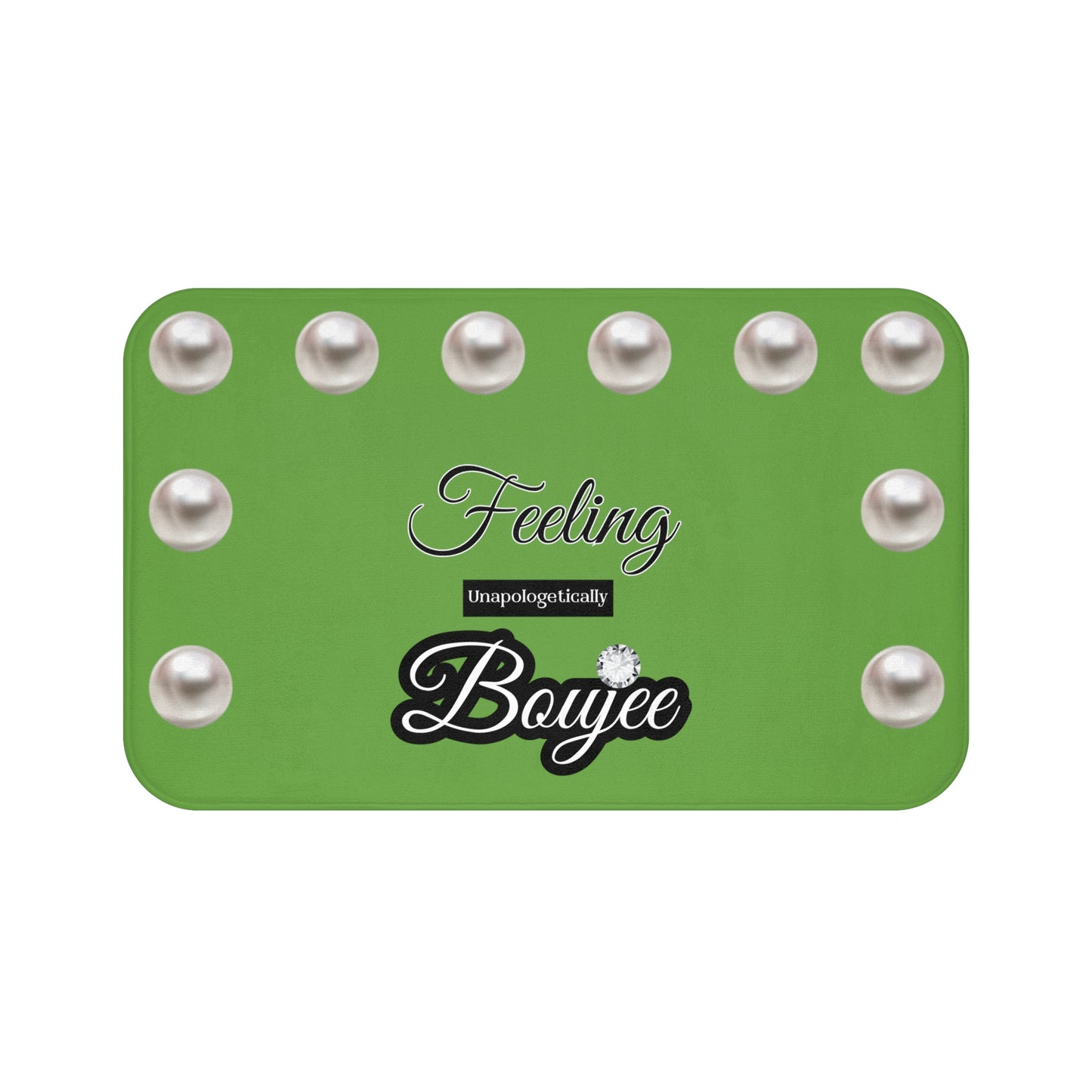 Feeling Boujee - Bath Mat GREEN with PEARLS