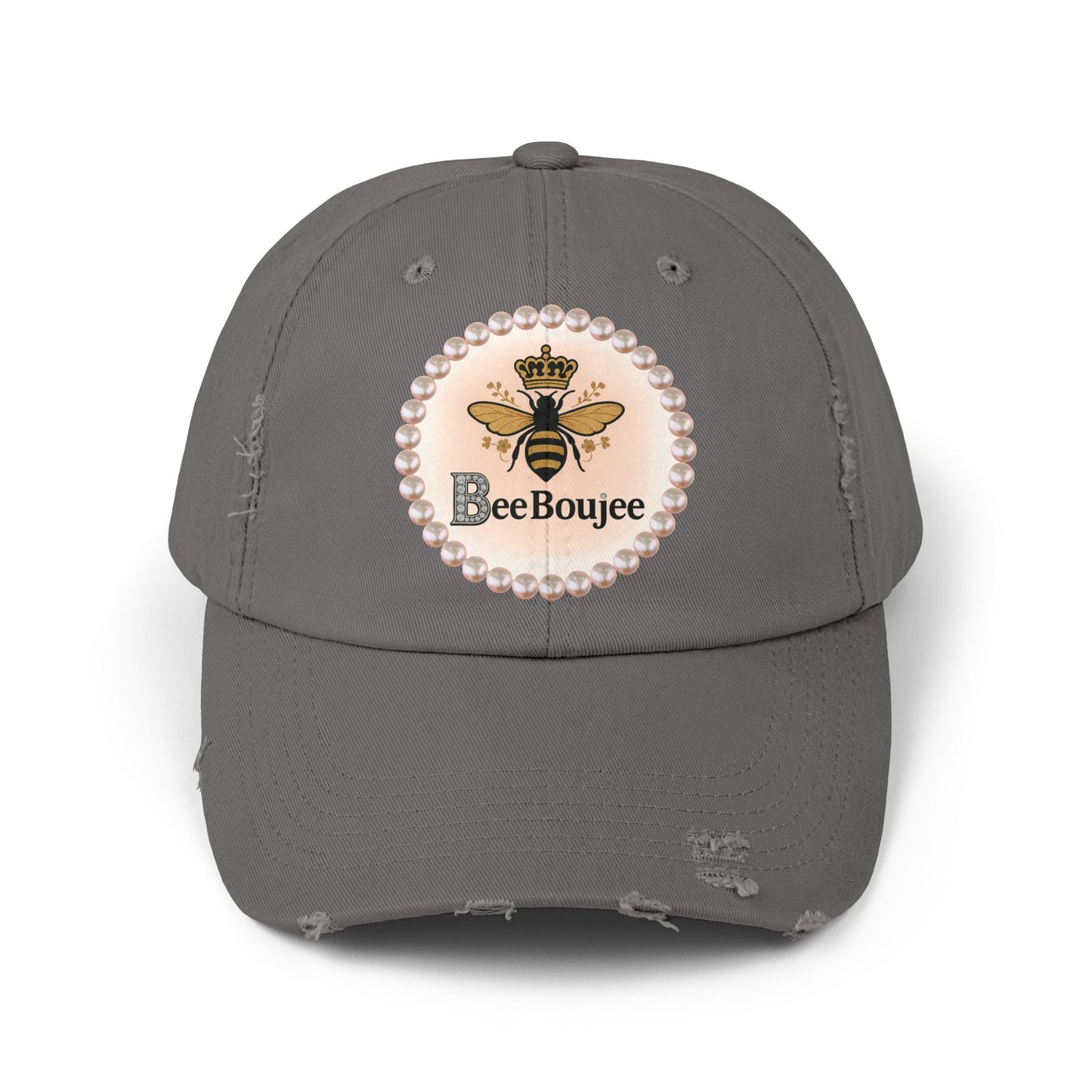 Bee Boujee Distressed Pearl-Emblem Cap