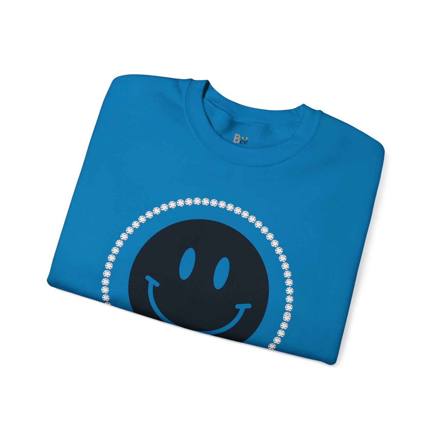 Boujee Smiley Face Black - Heavy Blend™ Light Colors Crewneck Sweatshirt