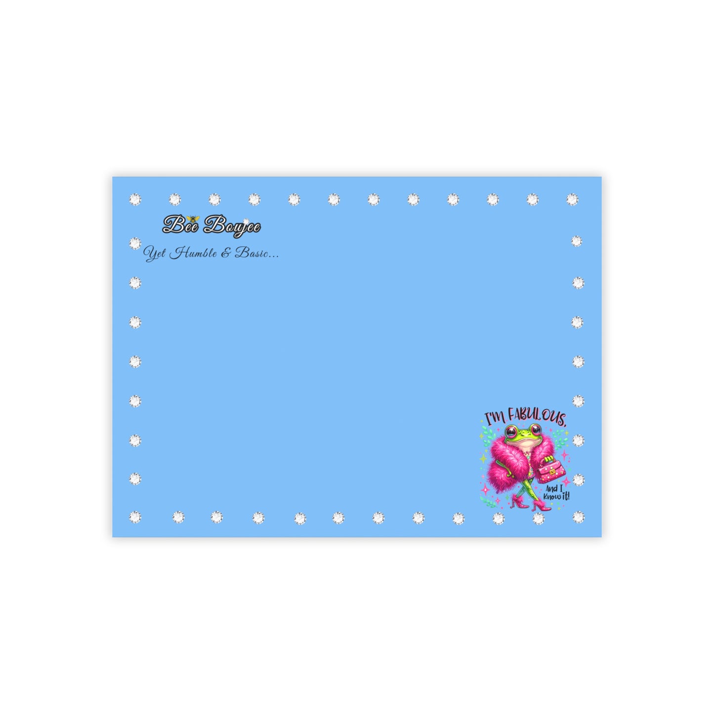 Bee Boujee DIAMONDS Fabulous Froggie - Post-it® Note Pad BLUE 8x6