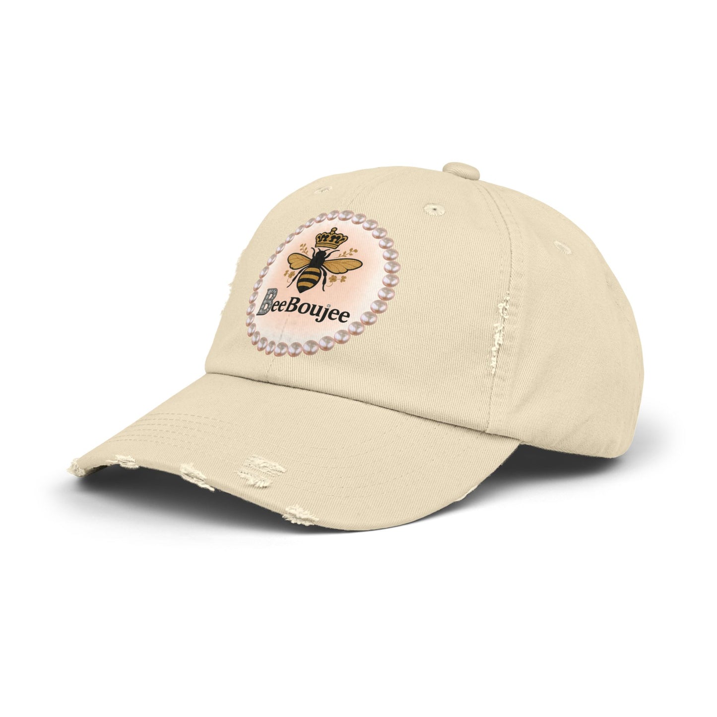 Bee Boujee Distressed Pearl-Emblem Cap