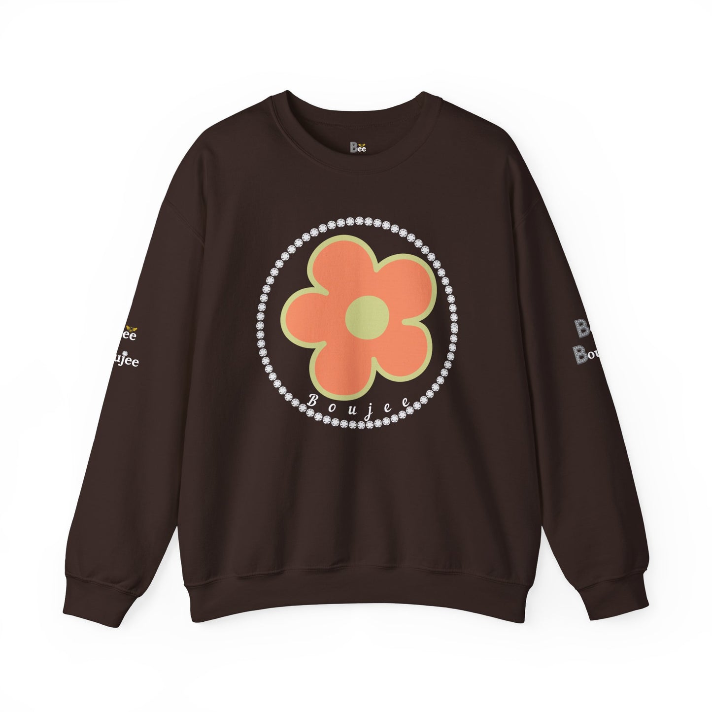 Boujee Flower Orange Green - Heavy Blend™ Dark Colors Crewneck Sweatshirt