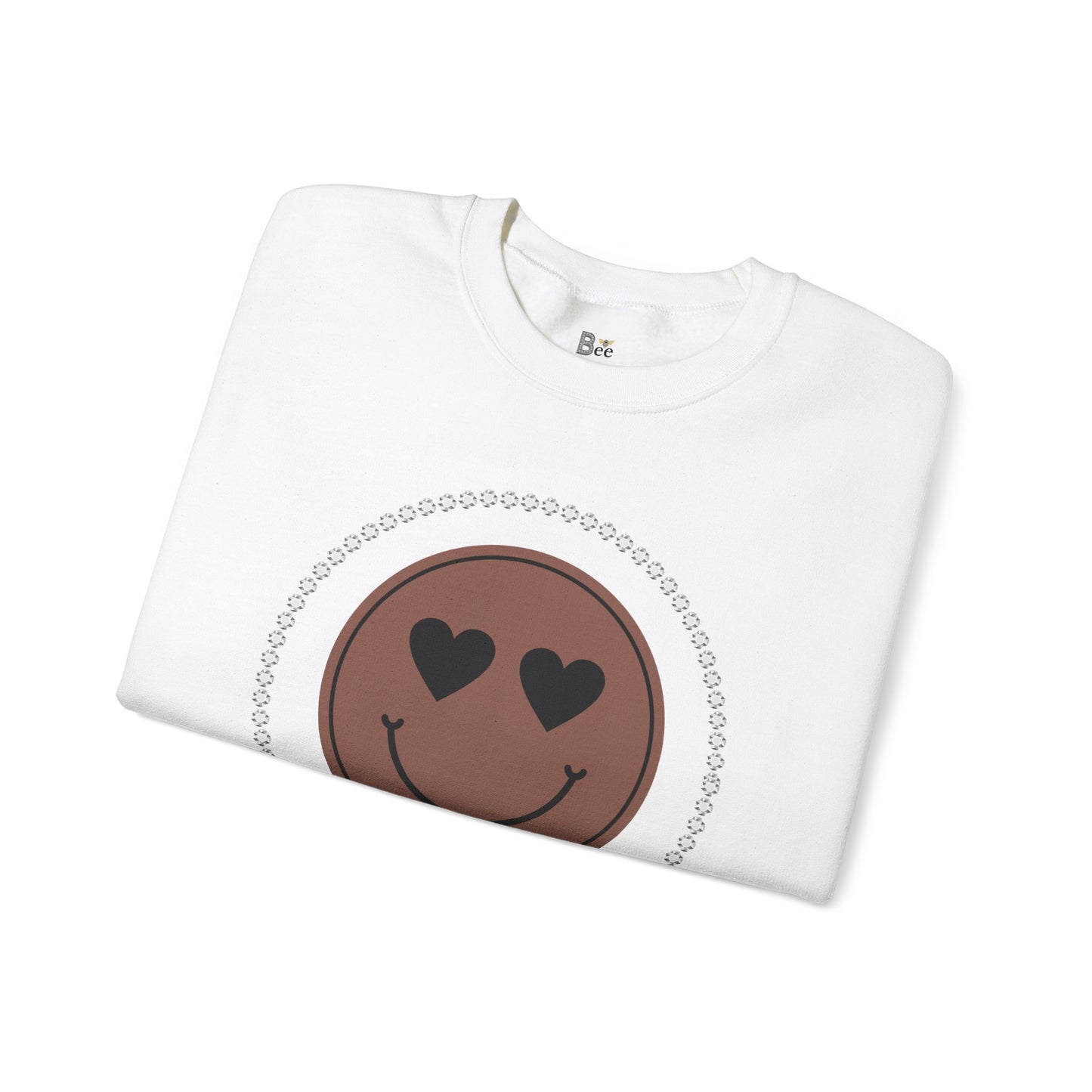 Boujee Smiley Face Heart Eyes Brown - Heavy Blend™ Light Colors Crewneck Sweatshirt