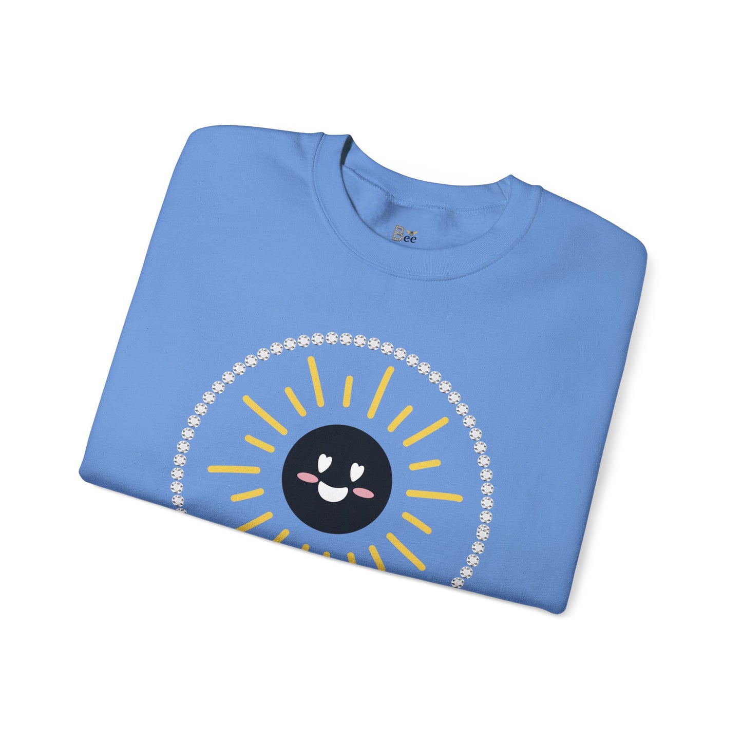 Boujee Sunshine Smiley Face Black - Heavy Blend™ Light Colors Crewneck Sweatshirt