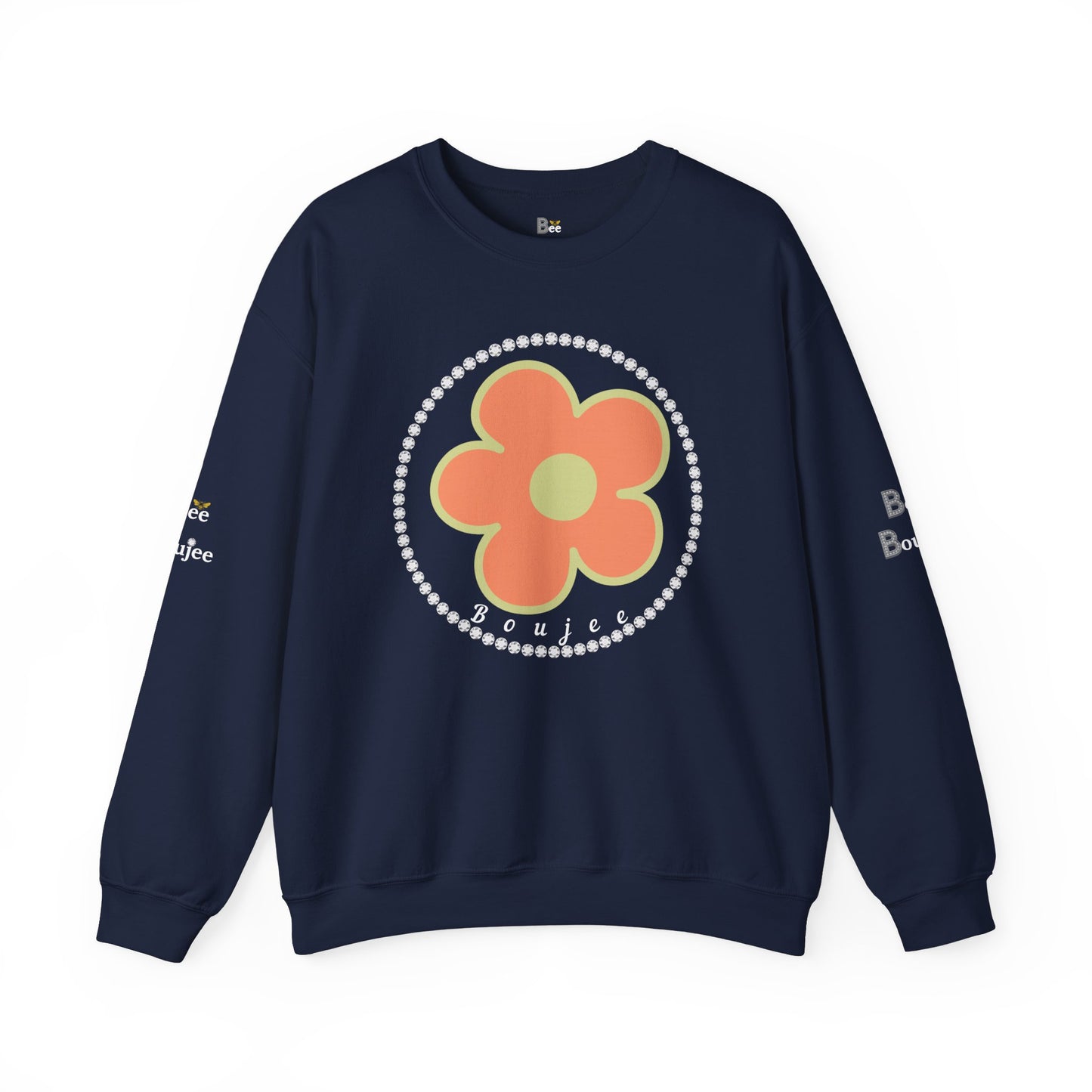 Boujee Flower Orange Green - Heavy Blend™ Dark Colors Crewneck Sweatshirt