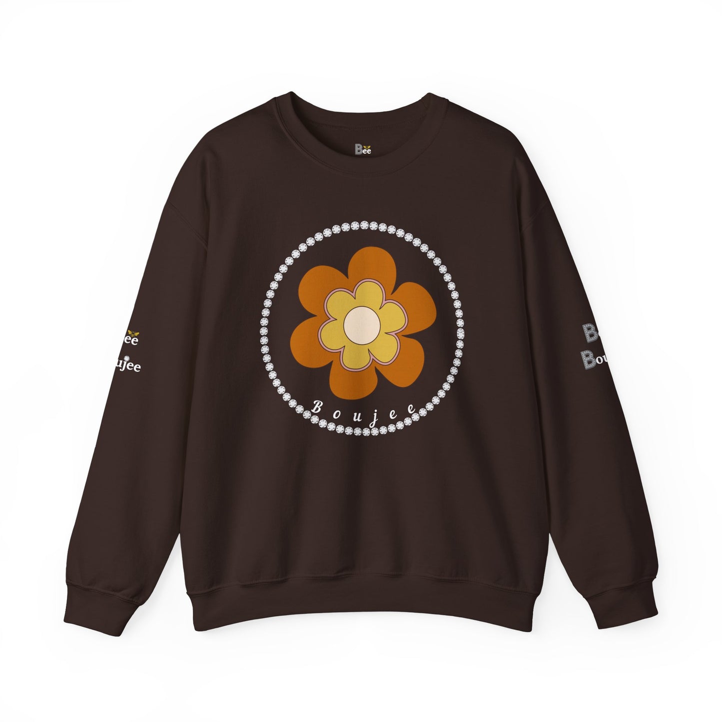 Boujee Brown Flower - Heavy Blend™ Dark Colors Crewneck Sweatshirt