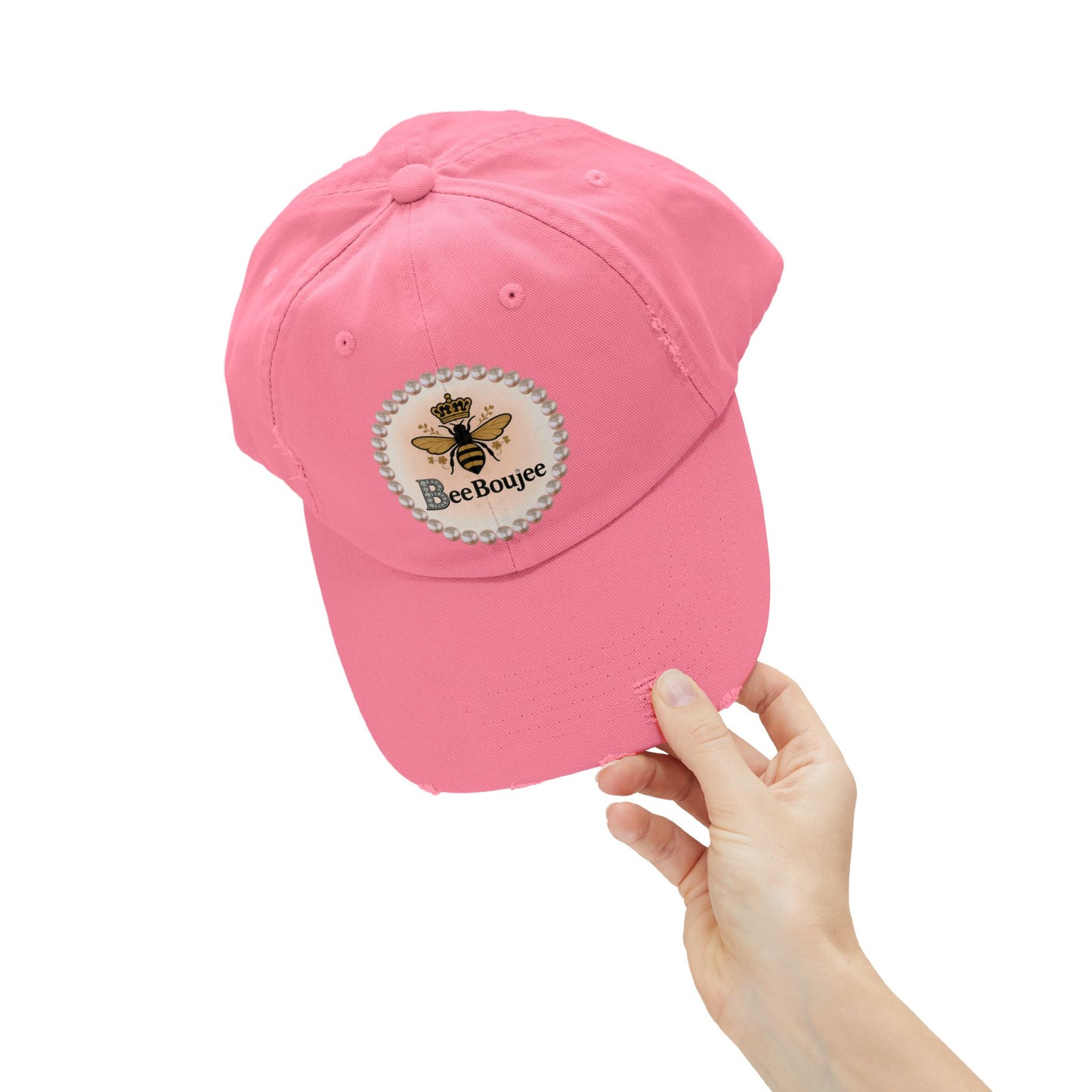Bee Boujee Distressed Pearl-Emblem Cap