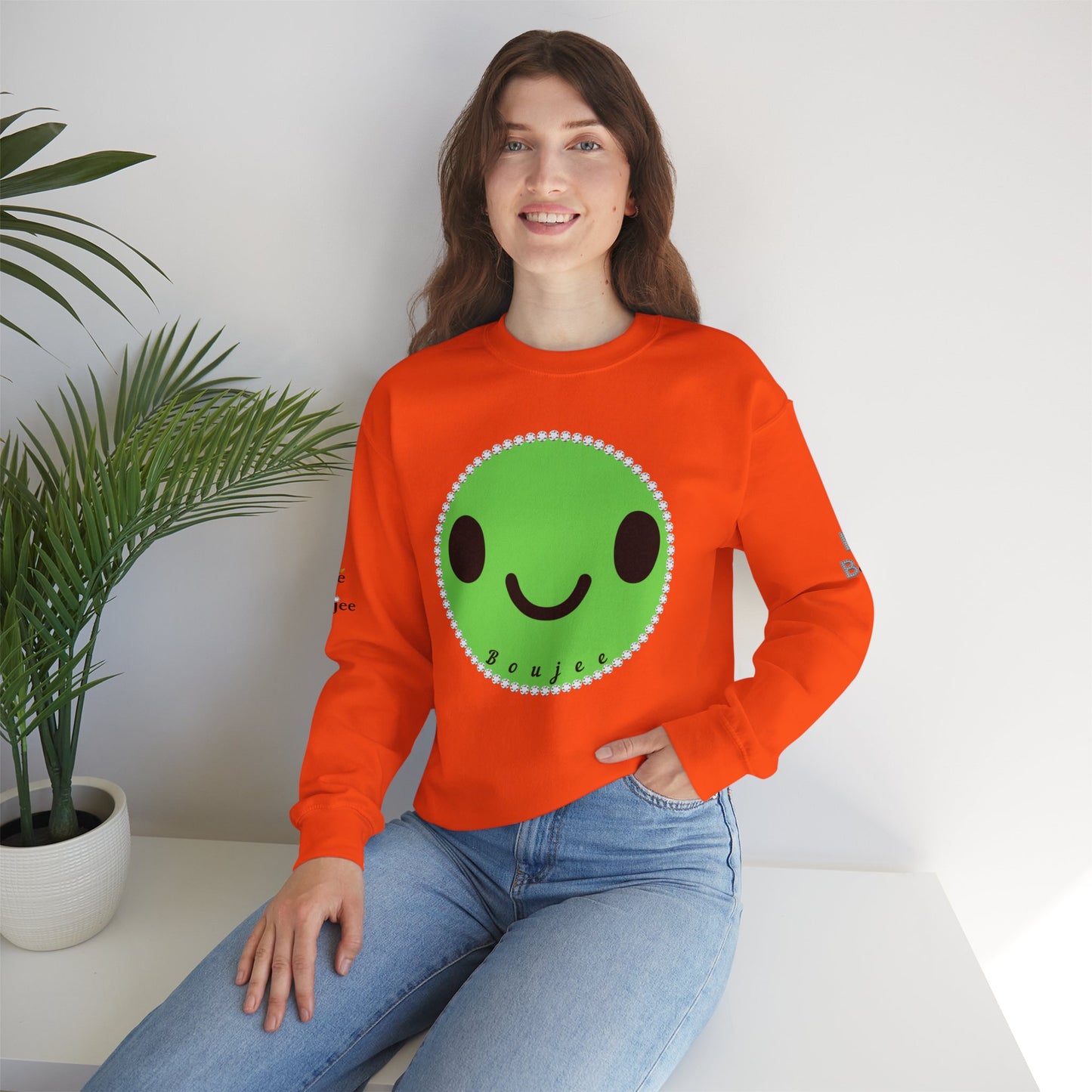 Boujee Smiley Face Green - Heavy Blend™ Light Colors Crewneck Sweatshirt