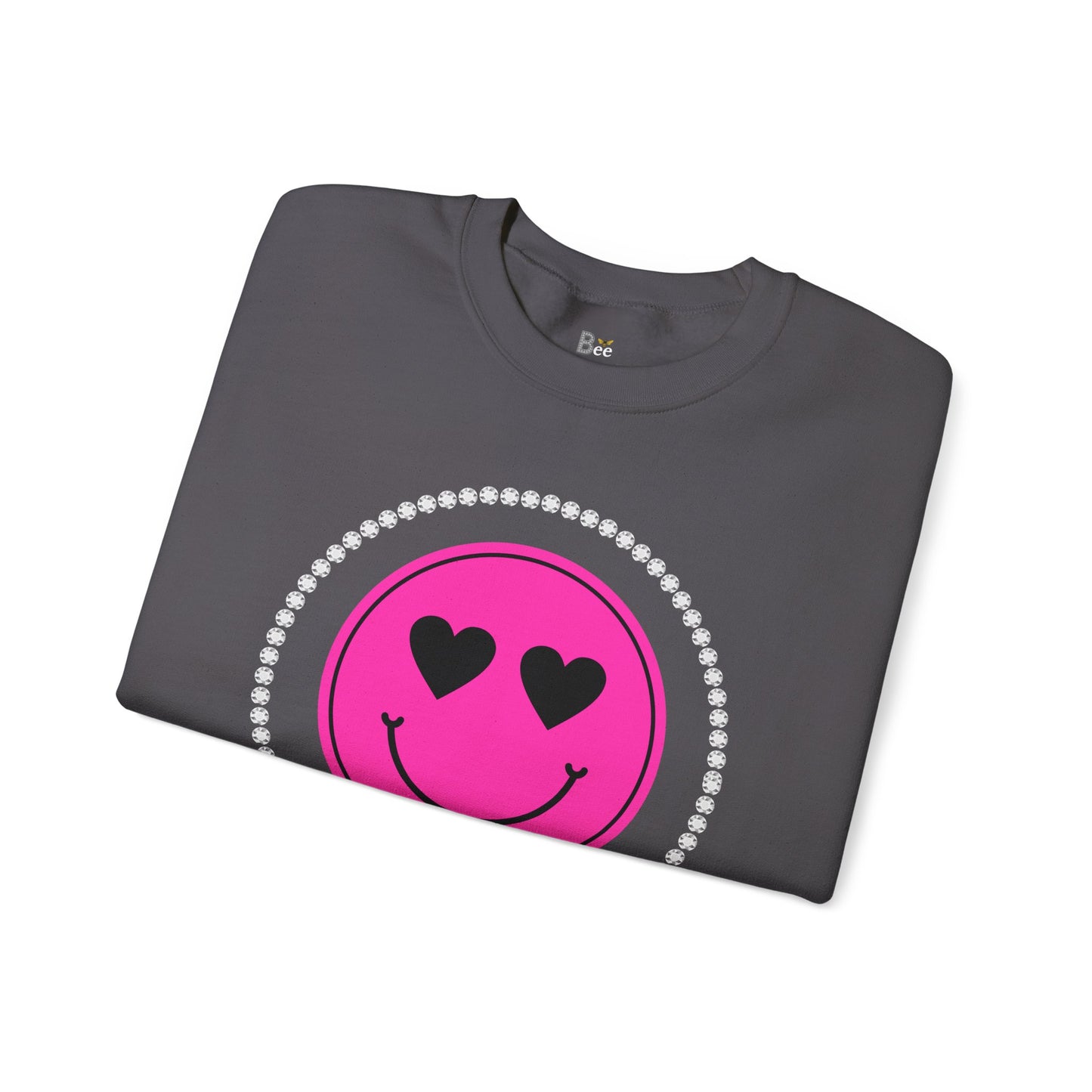 Boujee Smiley Face Pink Heart Eyes - Heavy Blend™ Dark Colors Crewneck Sweatshirt