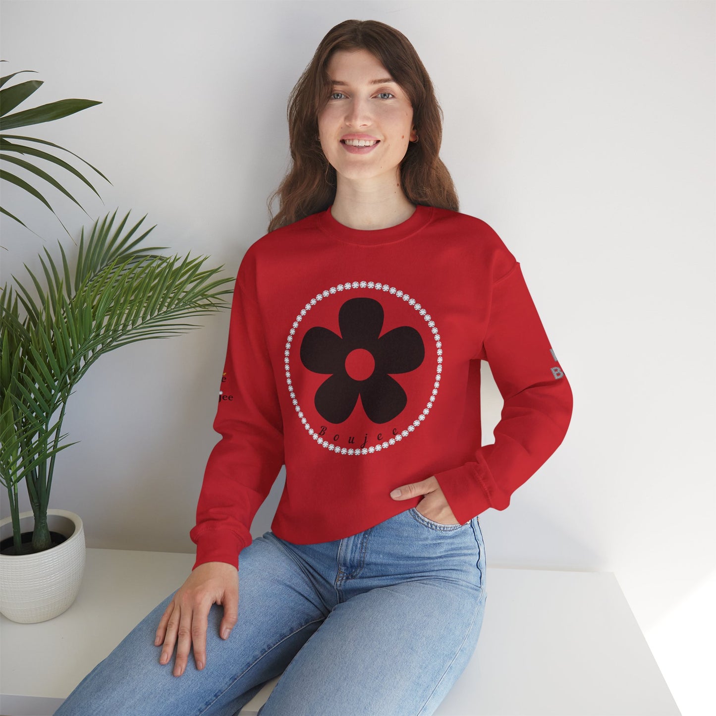 Boujee Black Flower - Heavy Blend™ Light Colors Crewneck Sweatshirt