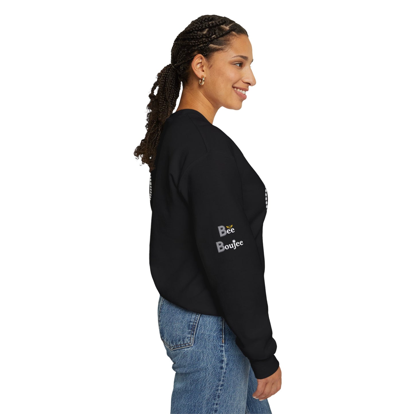 Boujee Smiley Face Pink Heart Eyes - Heavy Blend™ Dark Colors Crewneck Sweatshirt
