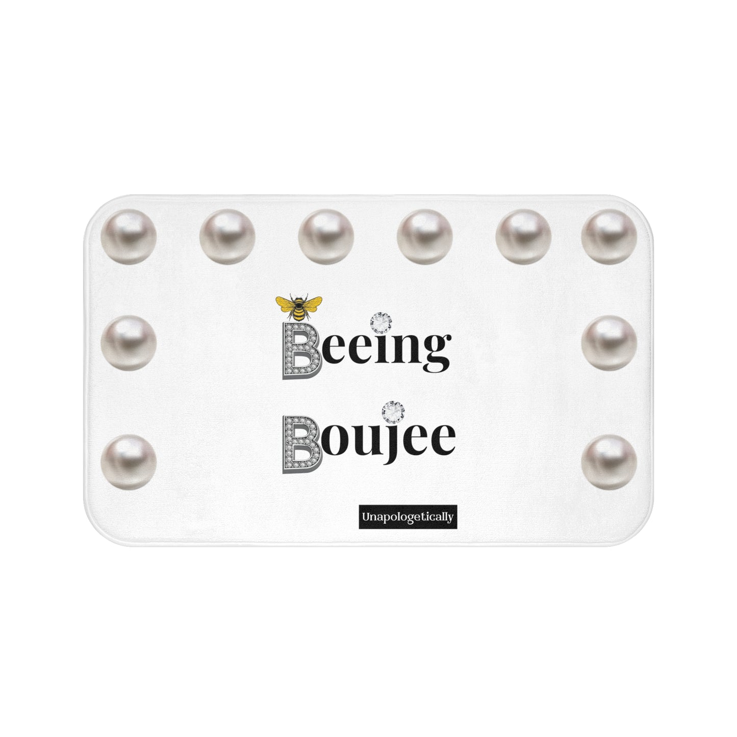 Beeing Boujee - Bath Mat WHITE with PEARLS