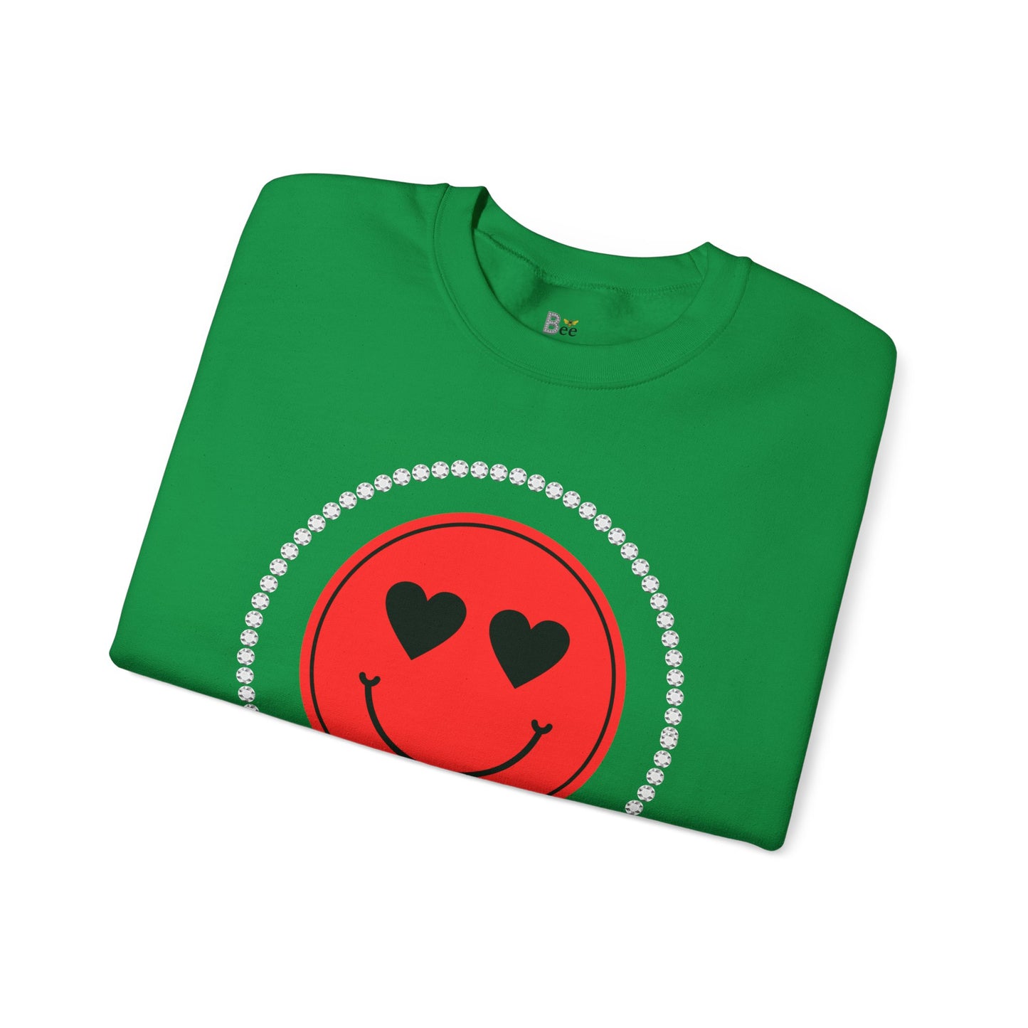 Boujee Smiley Face Heart Eyes Red - Heavy Blend™ Light Colors Crewneck Sweatshirt
