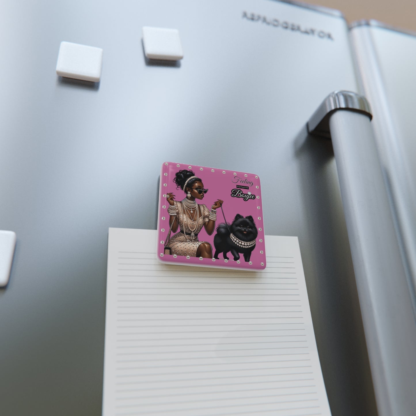Feeling Boujee in PEARLS - Porcelain Magnet, Square PINK