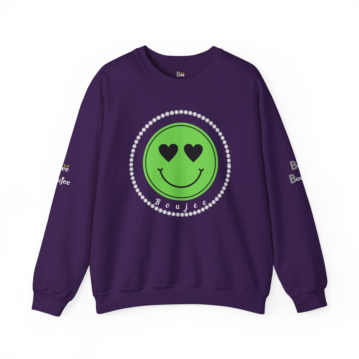 Boujee Smiley Face Green Heart Eyes - Heavy Blend™ Dark Colors Crewneck Sweatshirt