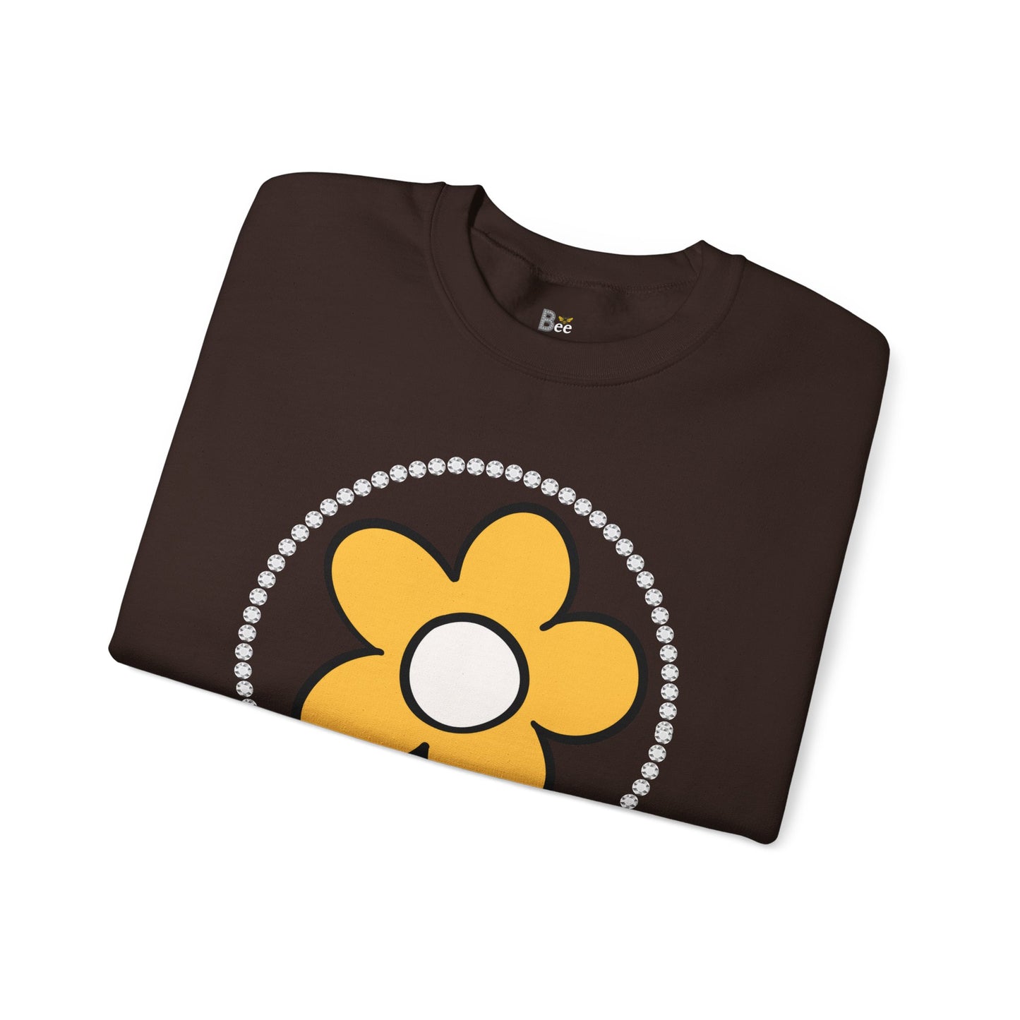 Boujee Flower Yellow White - Heavy Blend™ Dark Colors Crewneck Sweatshirt