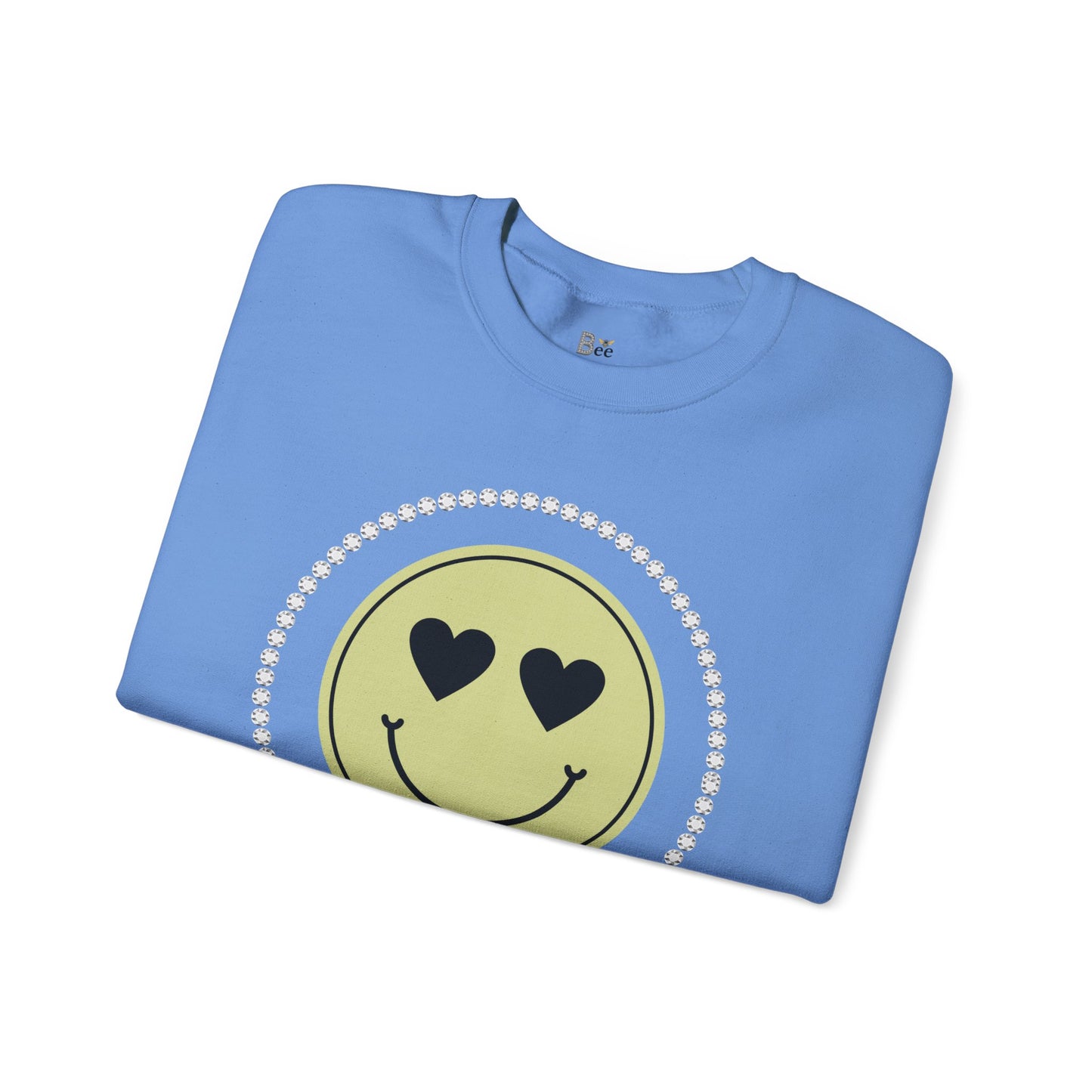 Boujee Smiley Face Heart Eyes Beige - Heavy Blend™ Light Colors Crewneck Sweatshirt