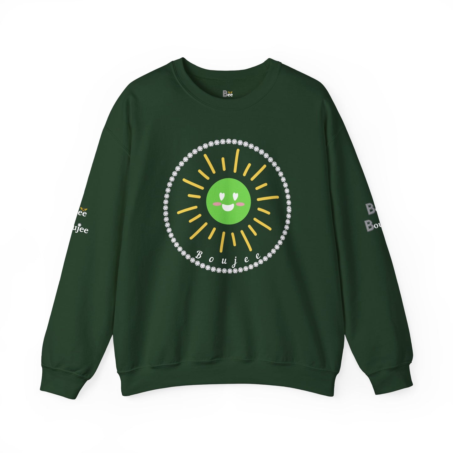 Boujee Sunshine Smiley Face Green - Heavy Blend™ Dark Colors Crewneck Sweatshirt