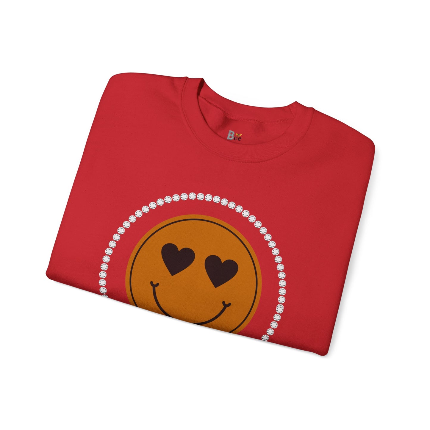 Boujee Smiley Face Heart Eyes Brown - Heavy Blend™ Light Colors Crewneck Sweatshirt